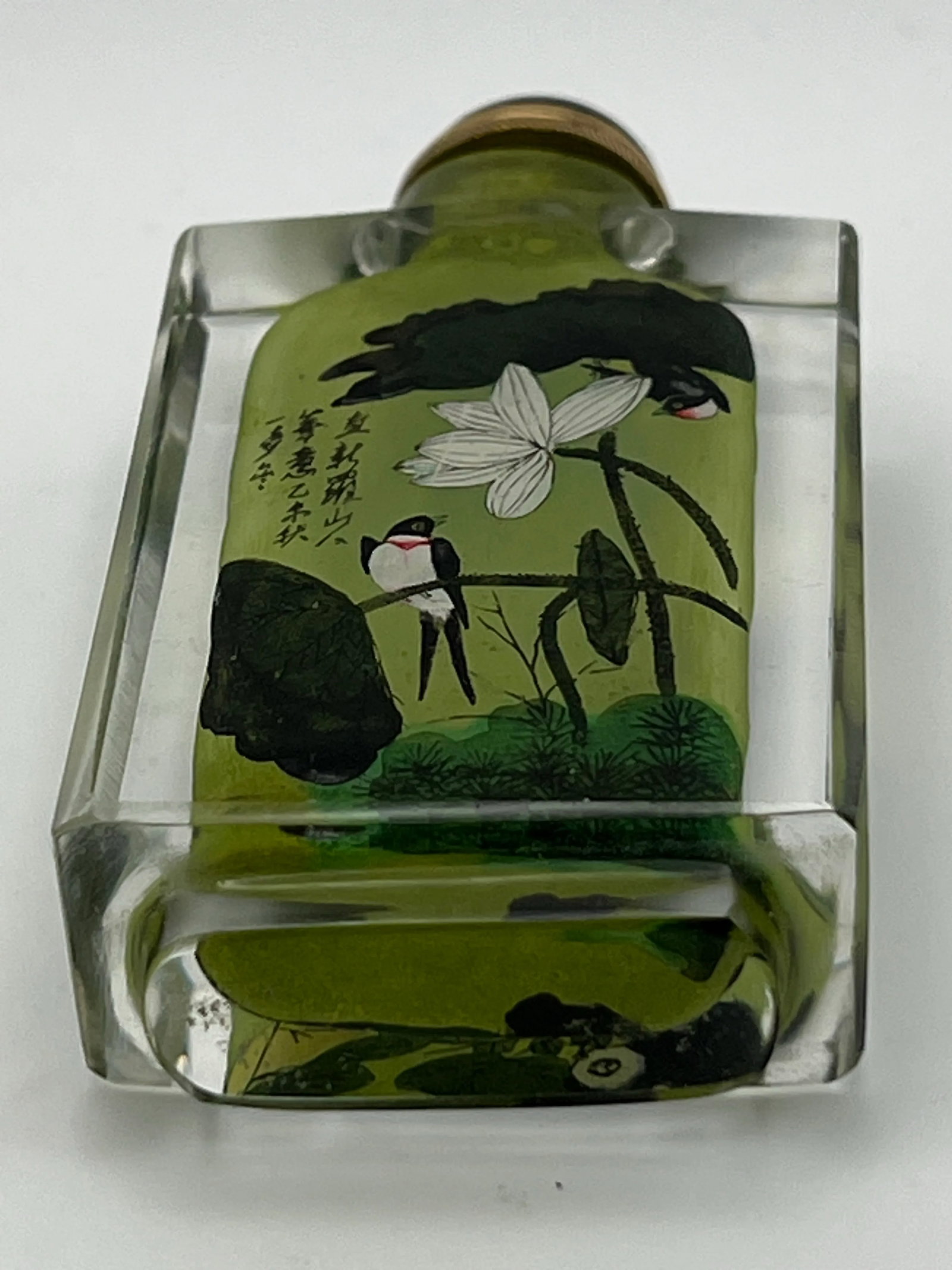 Vintage Inside Painted Crystal Bottle Dated 1955 - 10