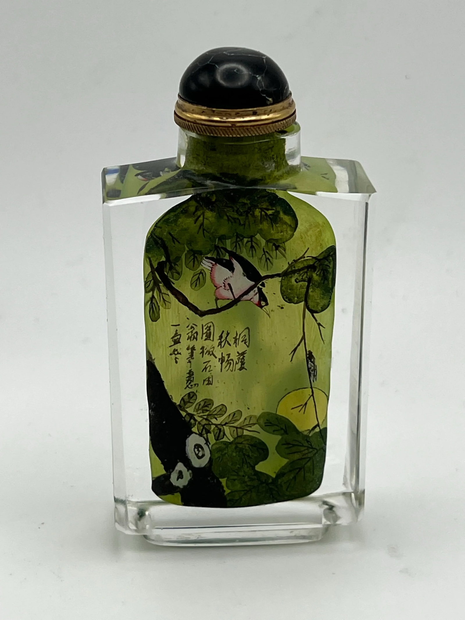 Vintage Inside Painted Crystal Bottle Dated 1955 - 4