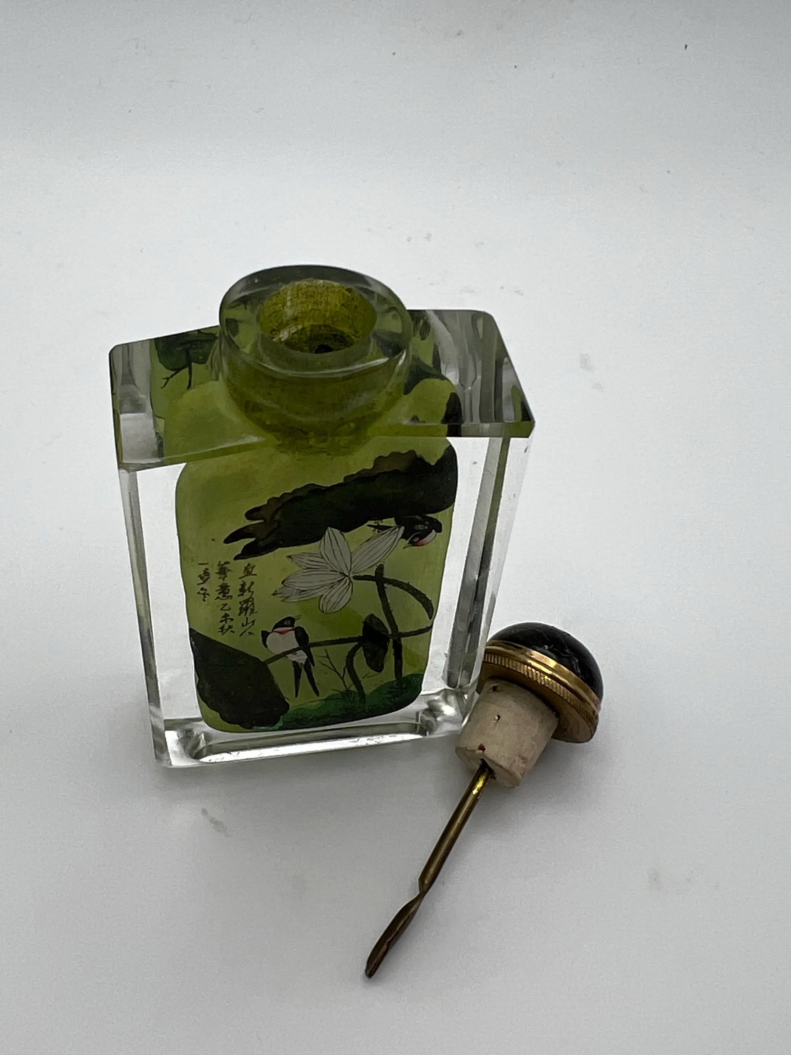 Vintage Inside Painted Crystal Bottle Dated 1955 - 7