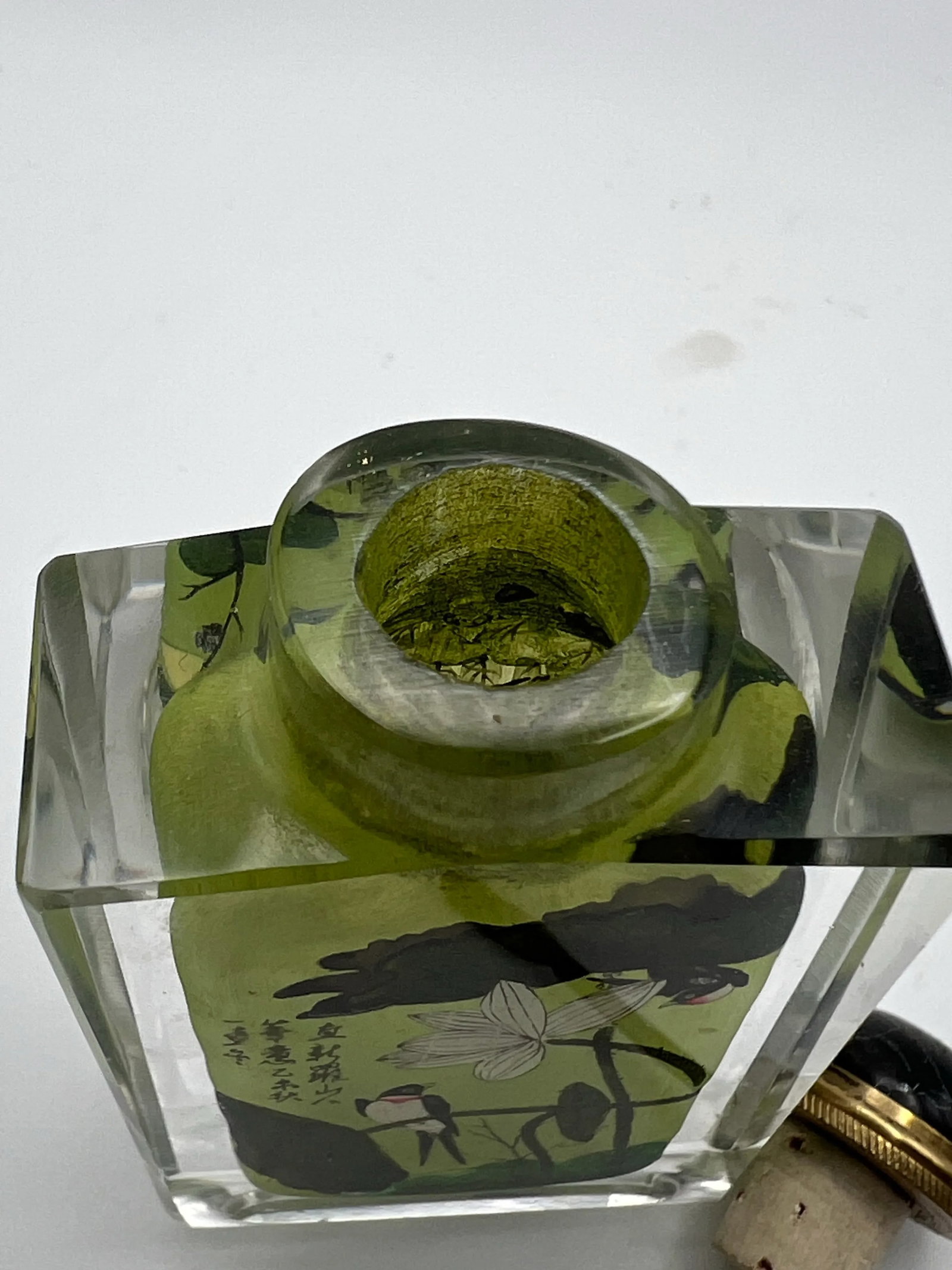 Vintage Inside Painted Crystal Bottle Dated 1955 - 8