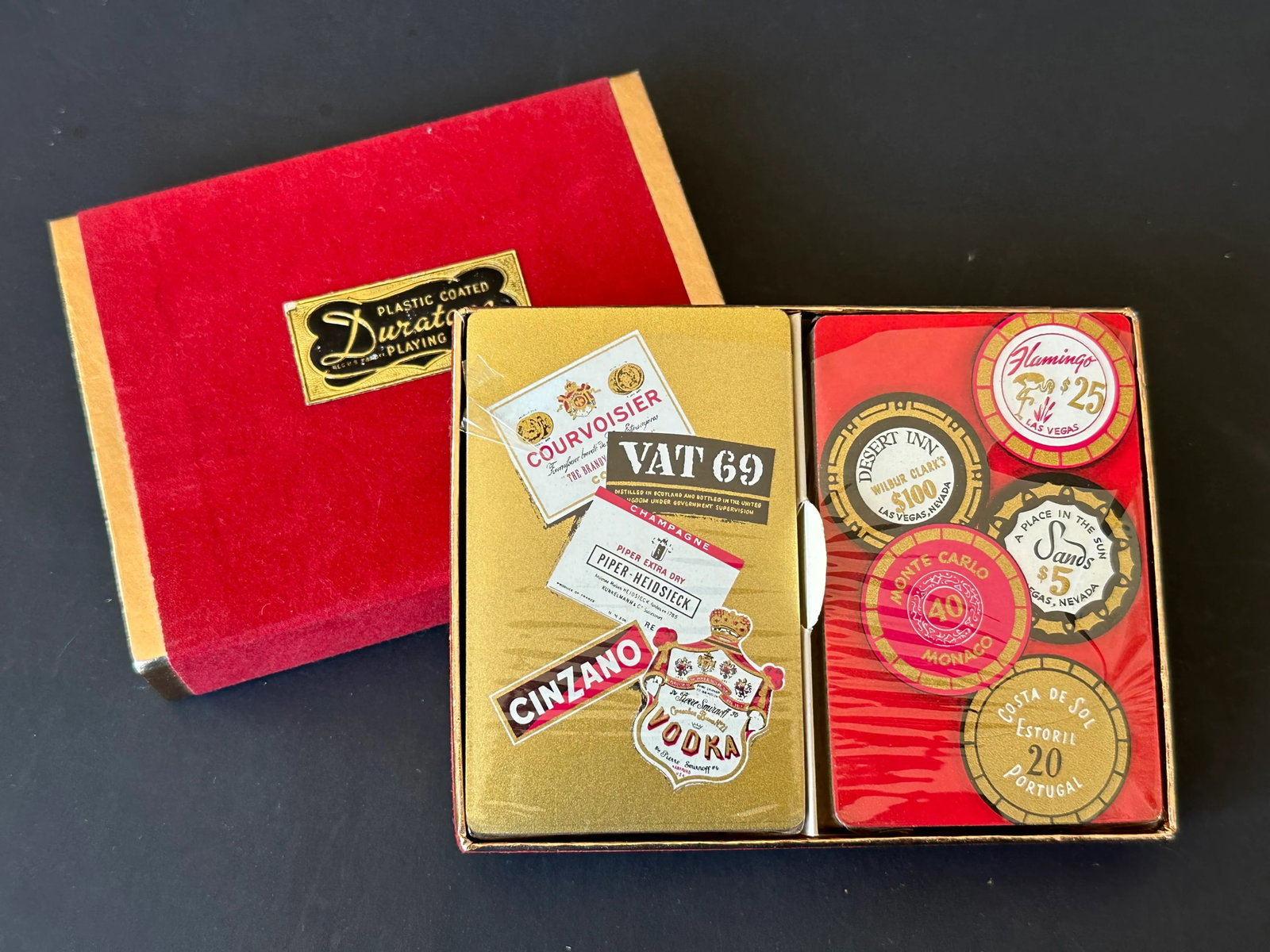 Vintage Mid Century Casino Bar Double Playing Card Set - 10