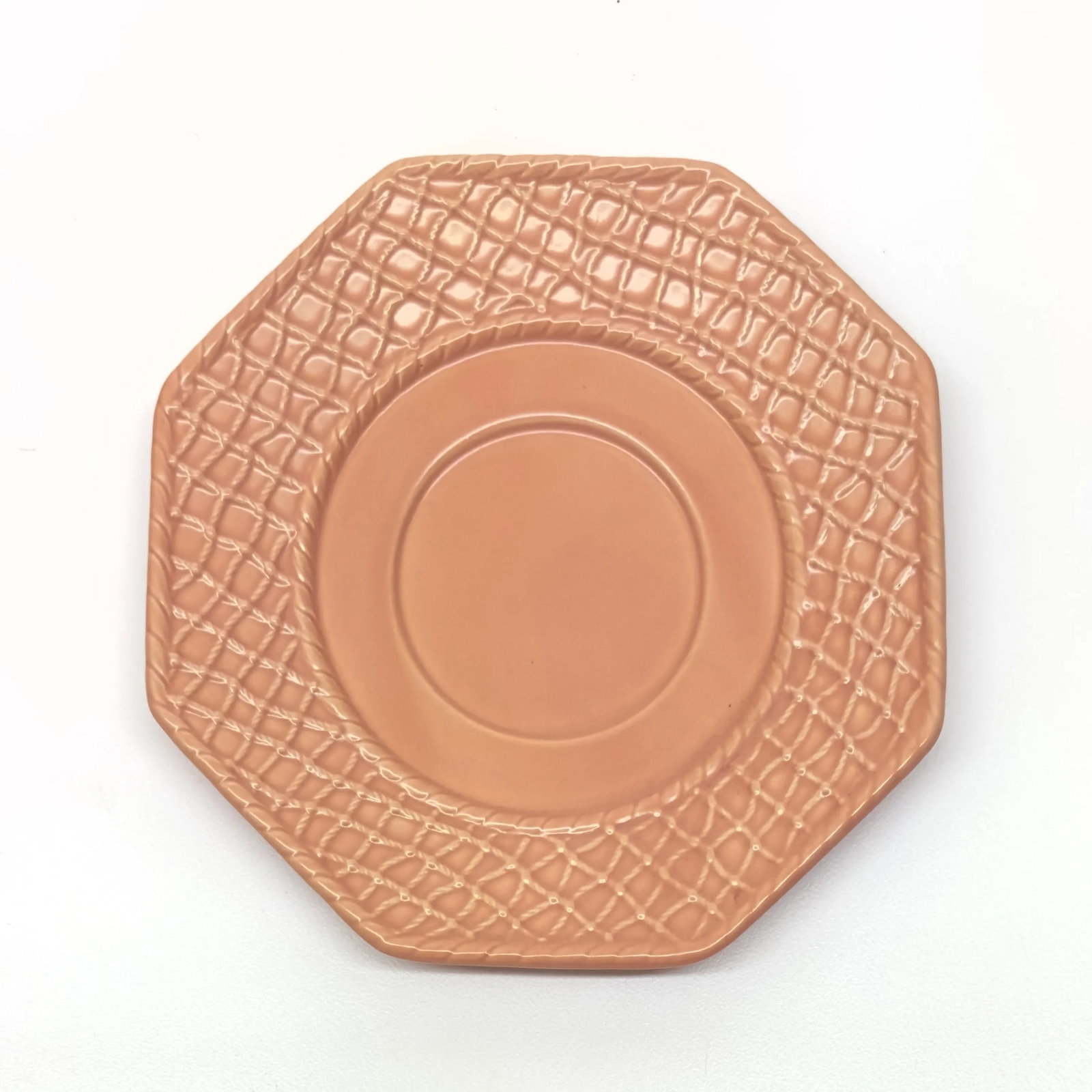 Immaculate Blush Colored Tea Cups & Saucers by Bordallo Pinheiro Portugal - Set of 6 - 6
