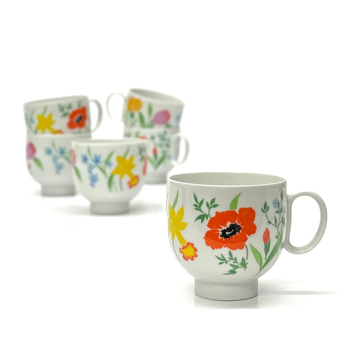 Exuberant Primavera Fine Porcelain Teacups by Heinrich Germany - 2