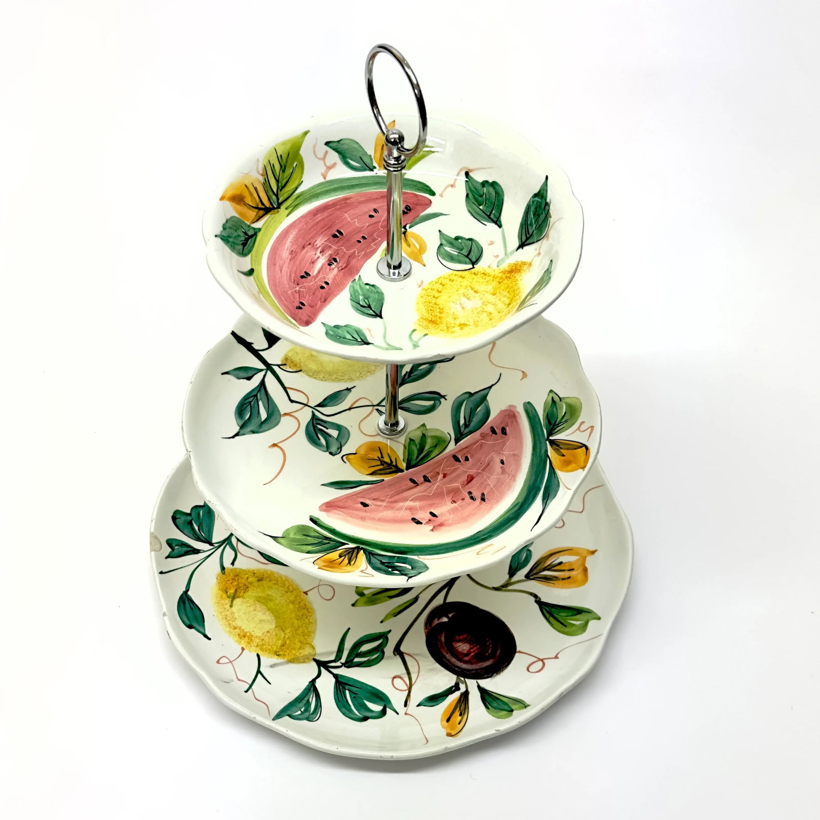 Whimsical Hand-Painted 3-Tier Ceramic Cake Stand - 2
