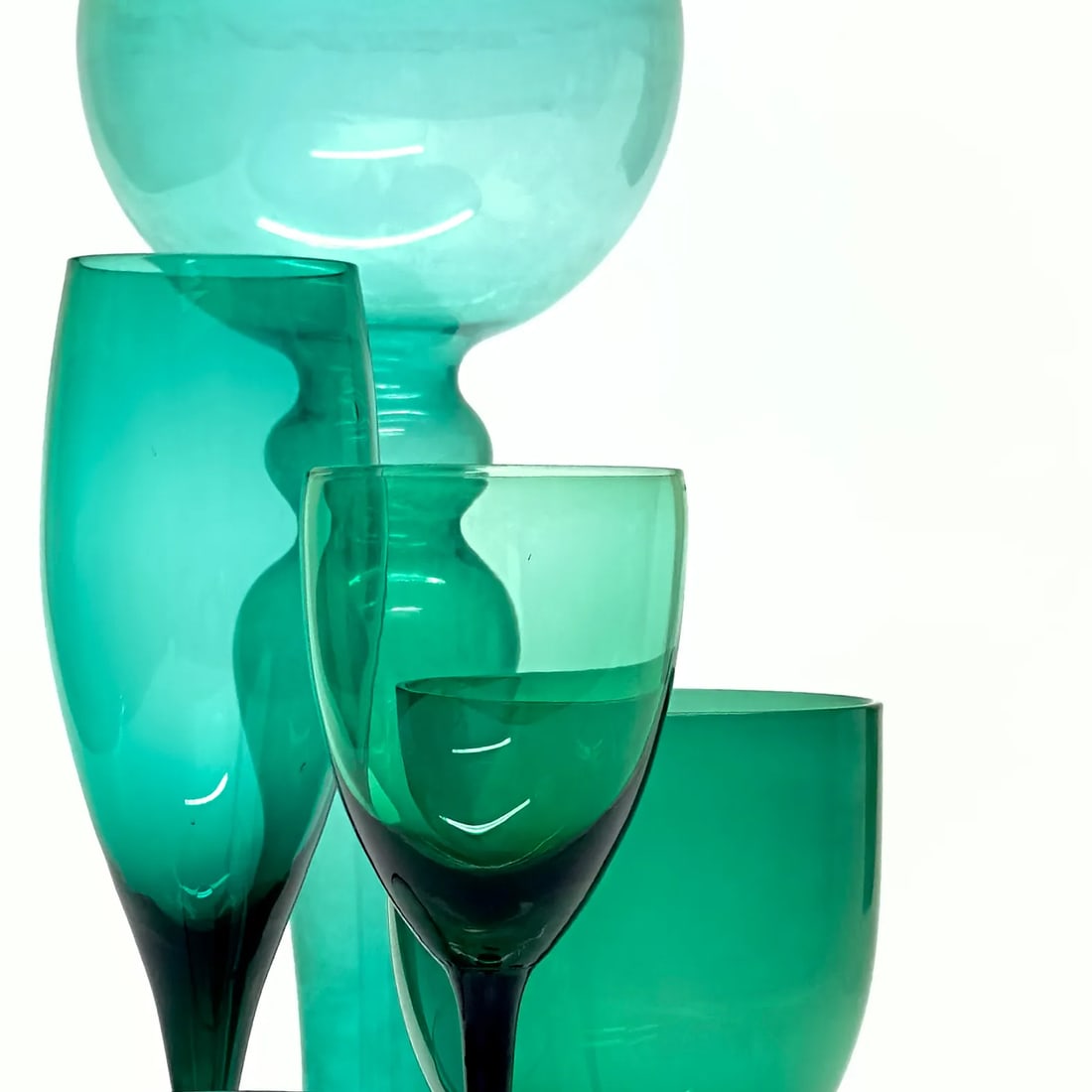 Emerald Green Centerpiece Stemware Curation - Group of 5 - 2