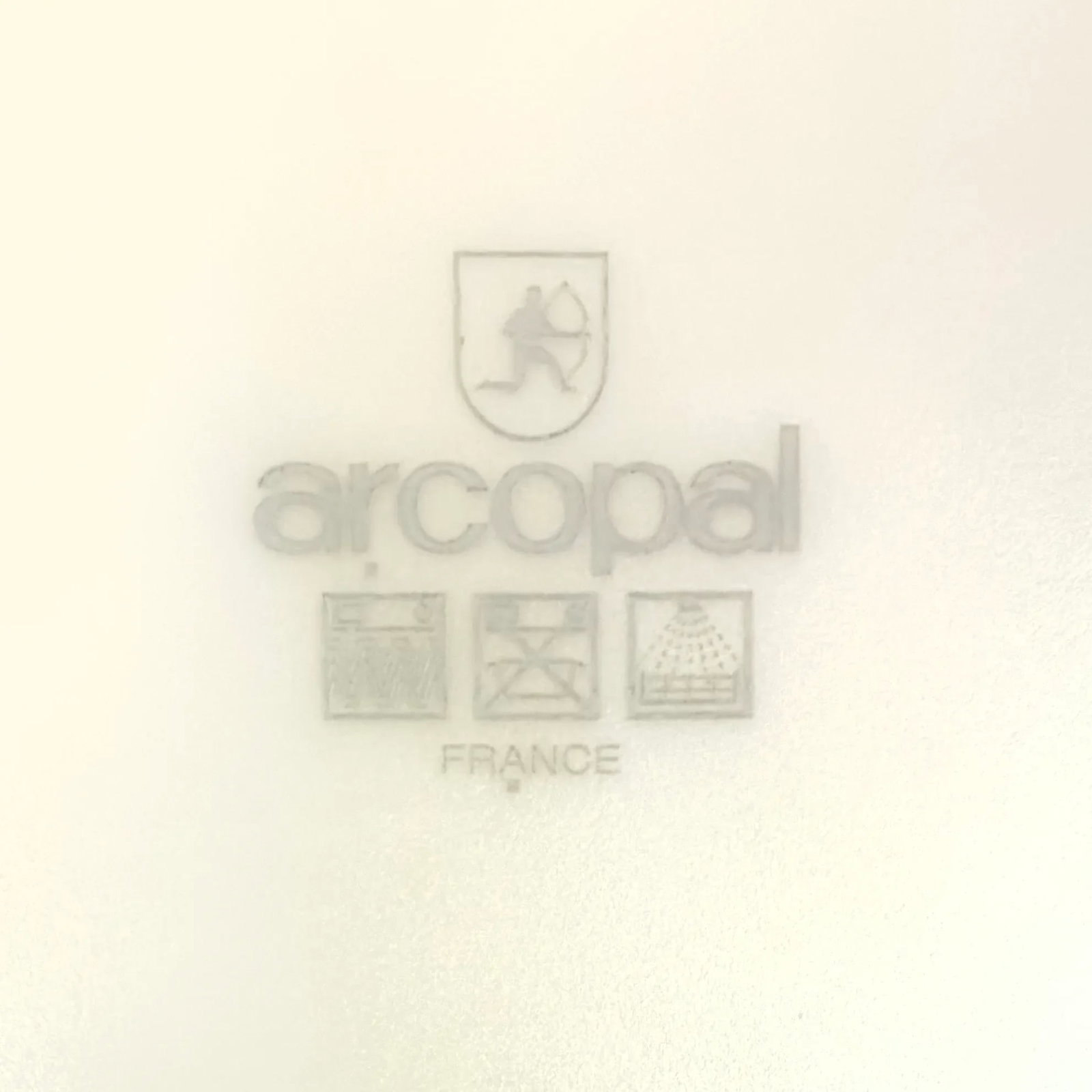 White Glass Dinner & Side Plates With Vintage Vegetable Motif by Arcopal France - Set of 8 - 9