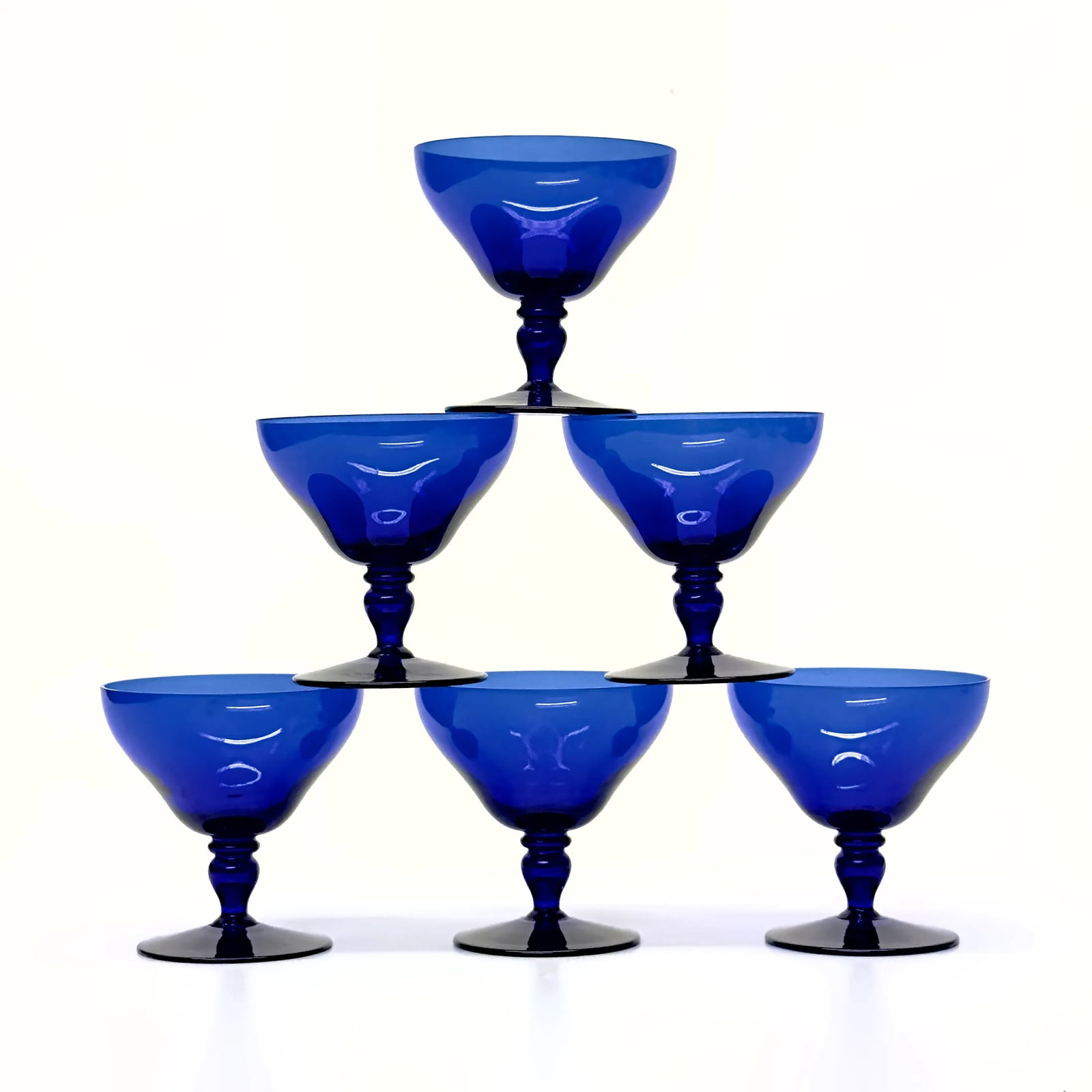Vintage Stemmed Cobalt Cocktail Glasses - Set of 6 - 5