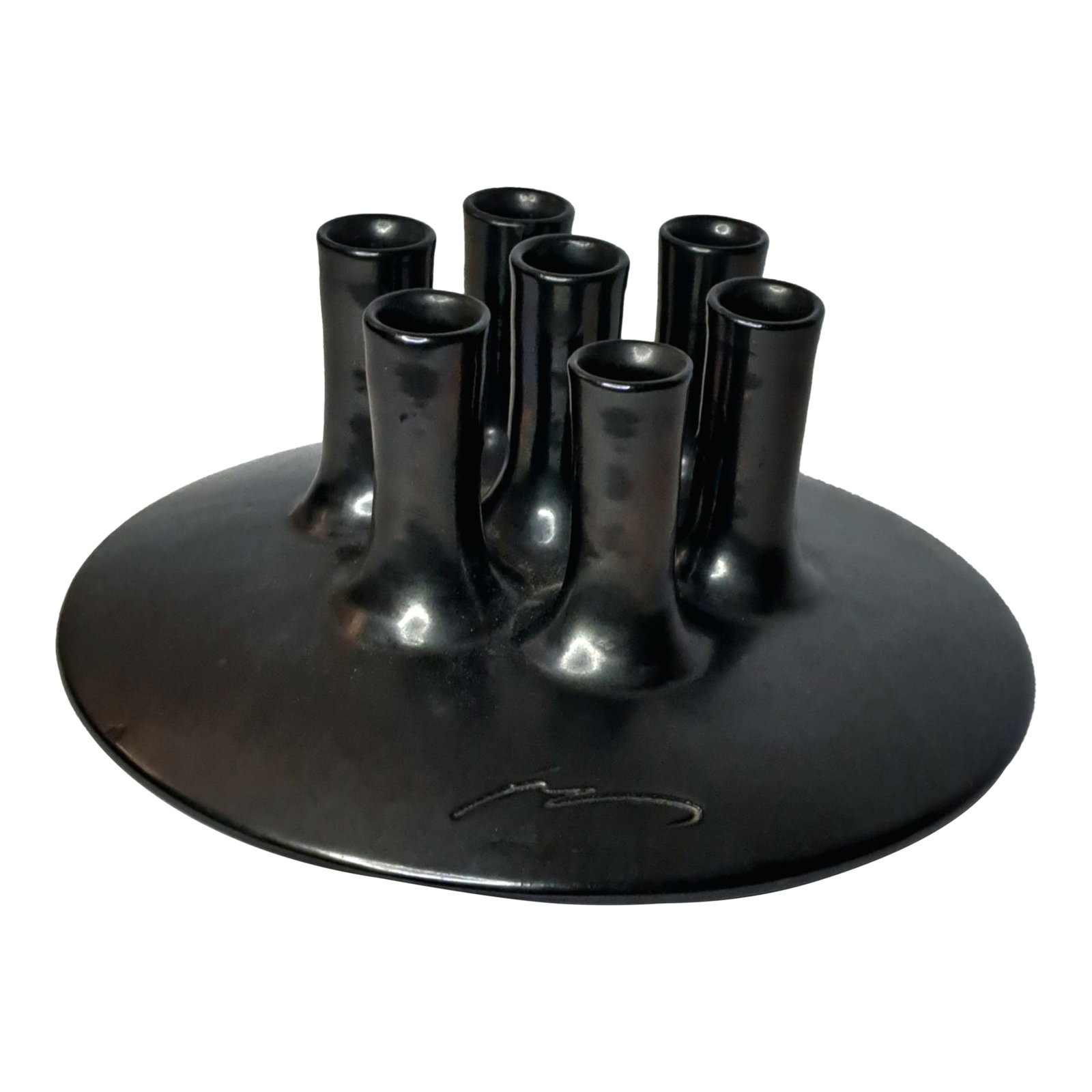 1950s Vallauris Ceramic Black Enamel Vase Signed by Louis Giraud, Made in France: SKU: OT2927 1950s Vallauris Ceramic Black Enamel Vase Signed by Louis Giraud Made in France Description: This exquisite vintage vase, crafted by renowned artist Louis Giraud in Vallauris, France,
