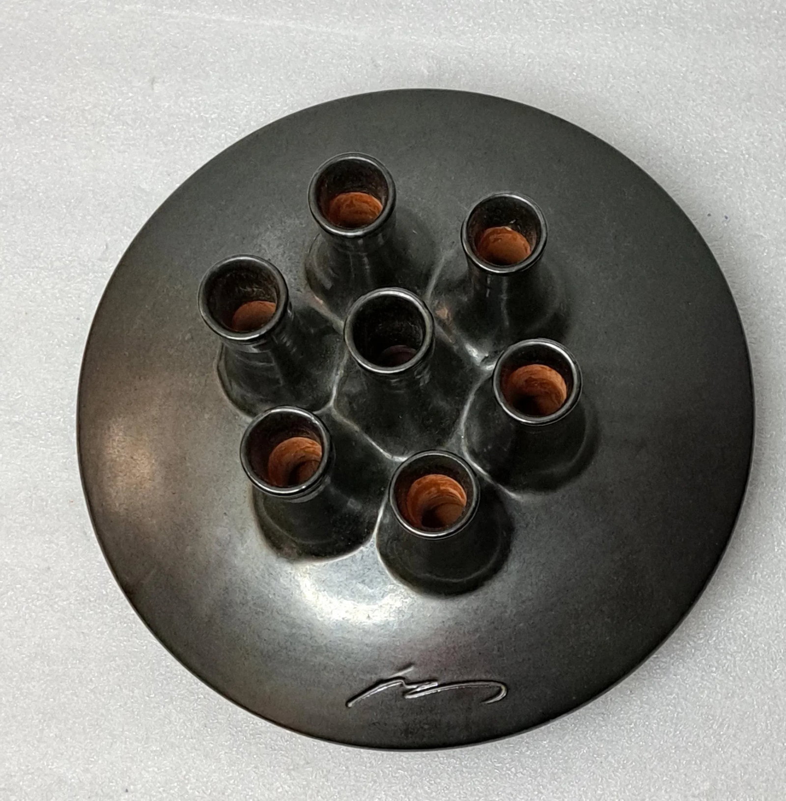 1950s Vallauris Ceramic Black Enamel Vase Signed by Louis Giraud, Made in France - 6