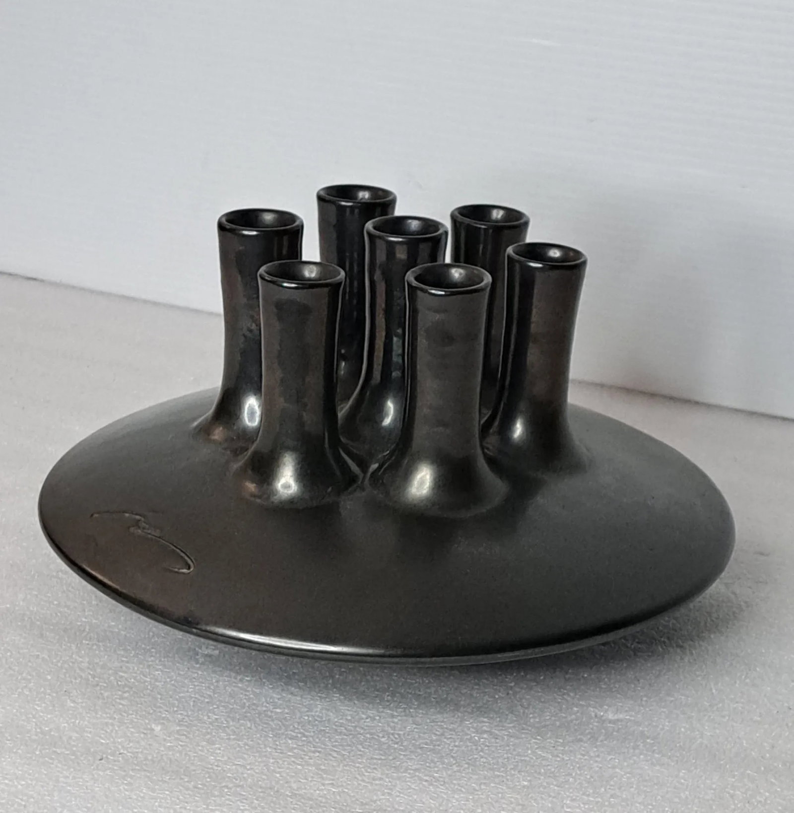 1950s Vallauris Ceramic Black Enamel Vase Signed by Louis Giraud, Made in France - 7