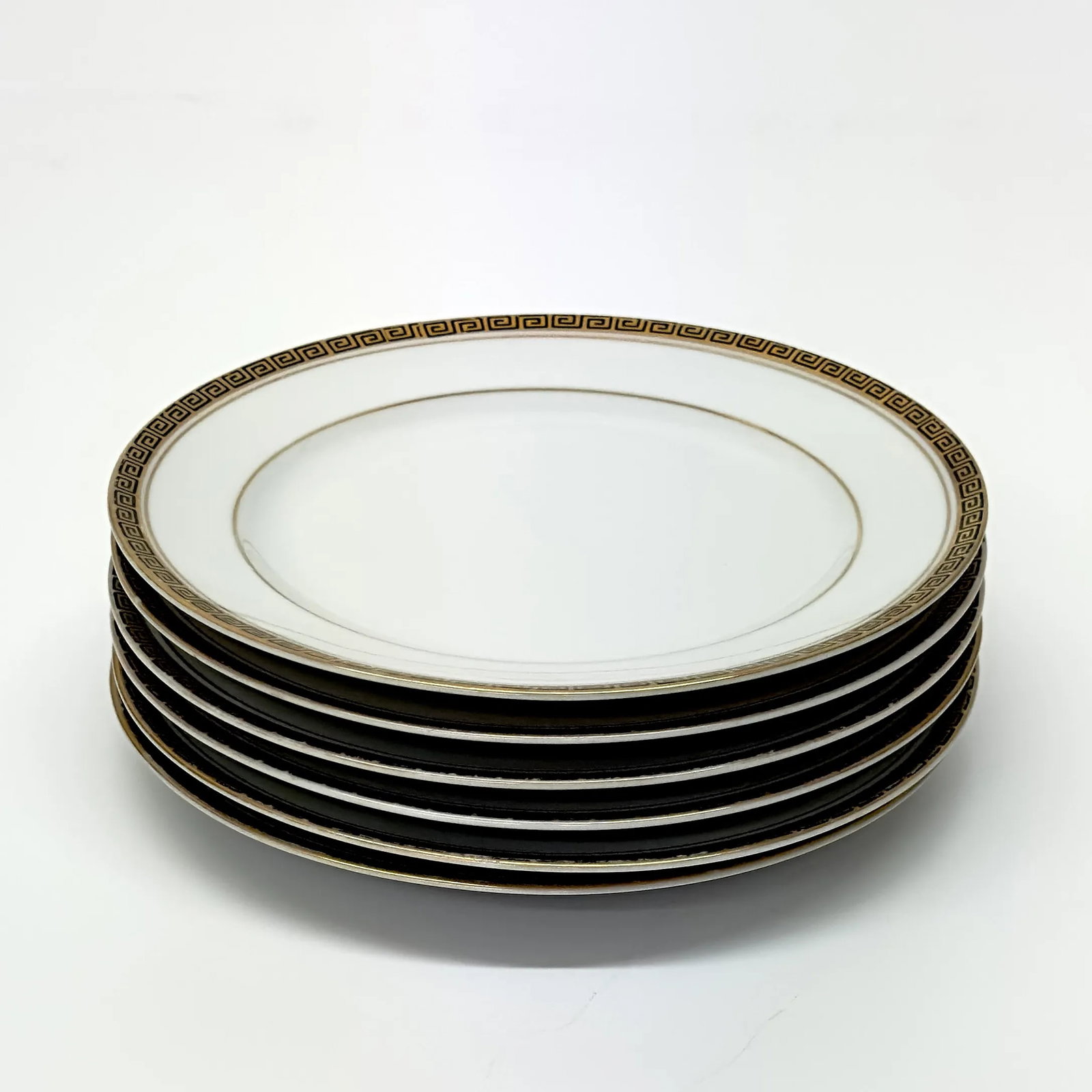 Gold Edged Porcelain Side Plates With Classic Greek Key Motif - Set of 6 - 2