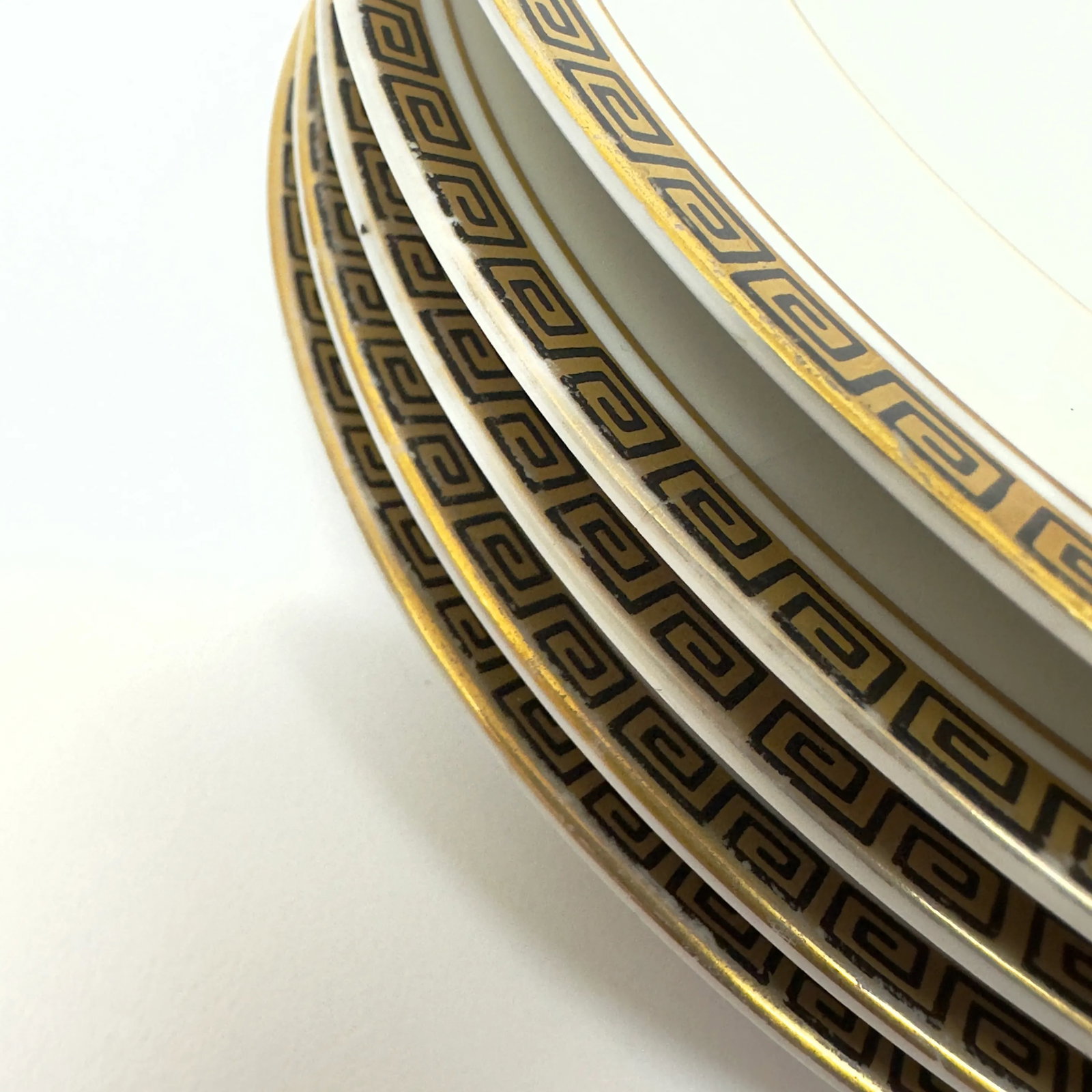 Gold Edged Porcelain Side Plates With Classic Greek Key Motif - Set of 6 - 8
