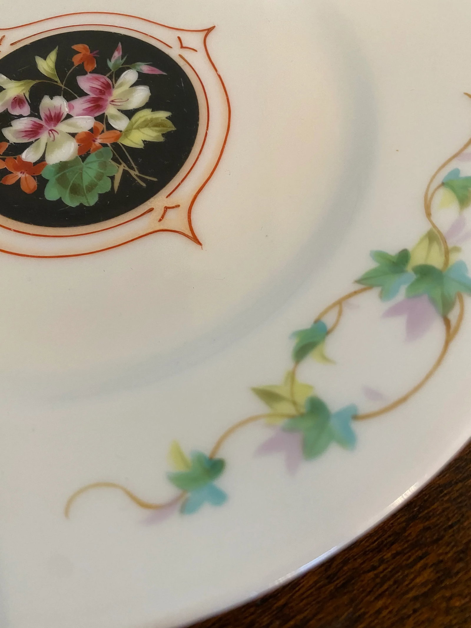 Antique Late 19th Century Floral Plates - Set of 3 - 3