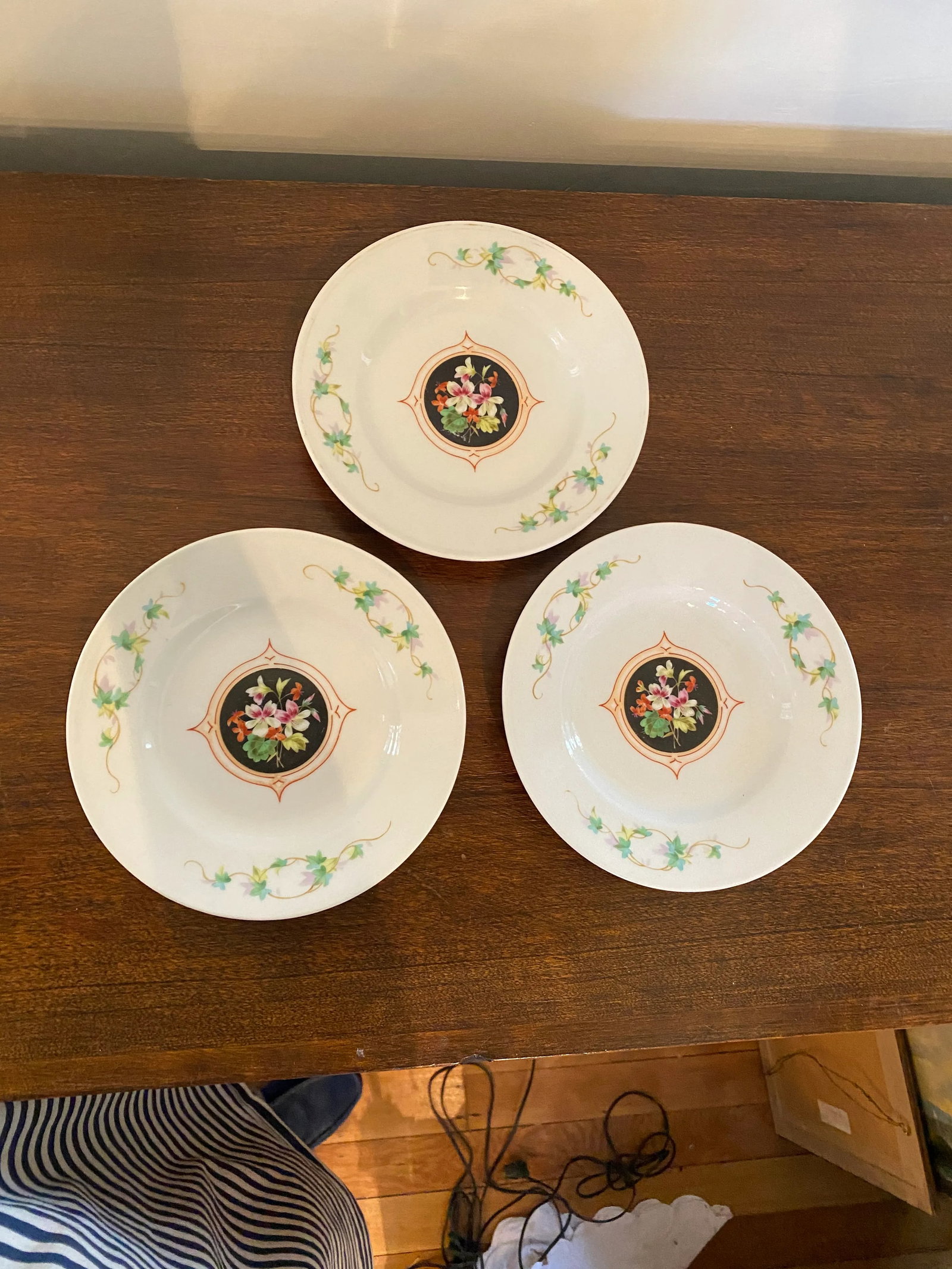 Antique Late 19th Century Floral Plates - Set of 3 - 6