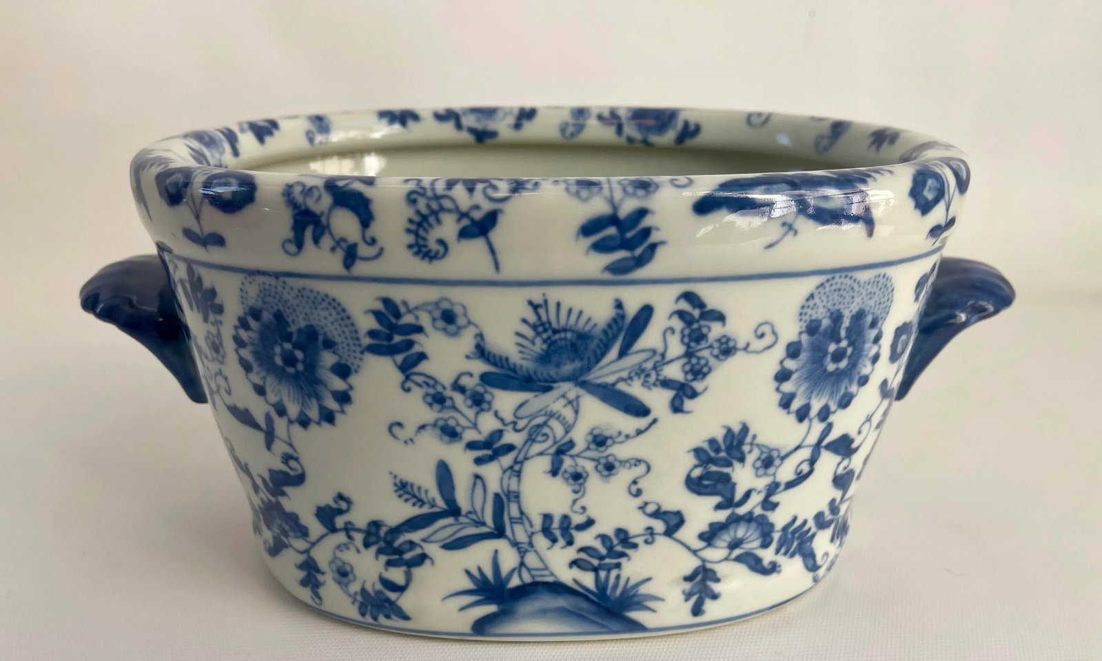 Chinese Export Style Porcelain Jardiniere Oval Bowl - 10
