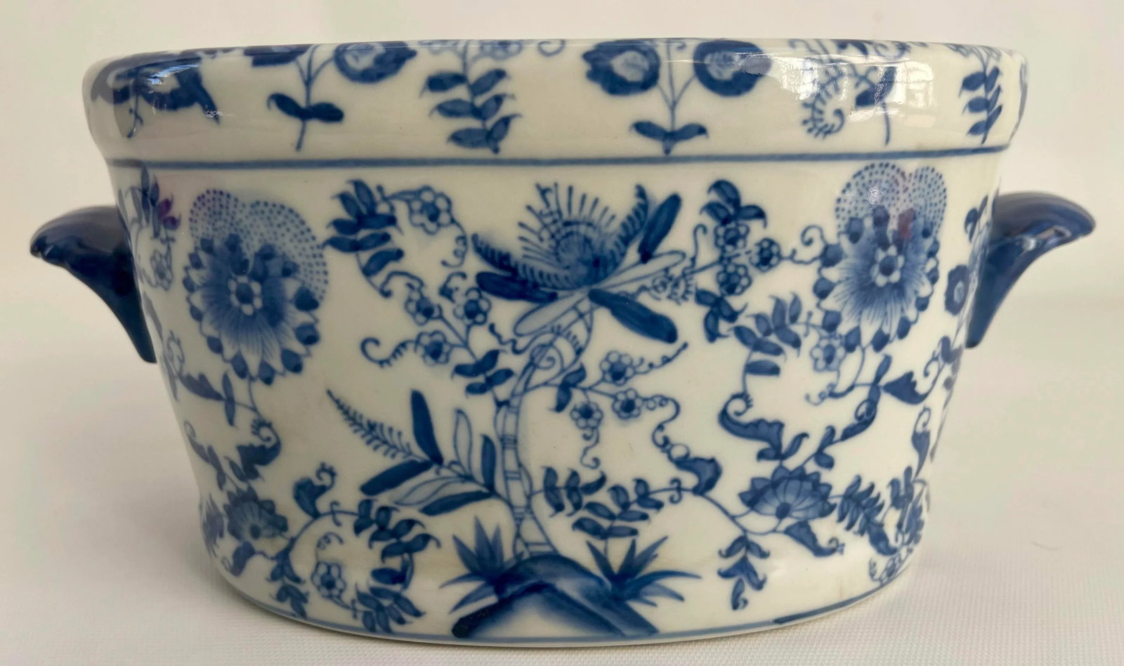Chinese Export Style Porcelain Jardiniere Oval Bowl - 3