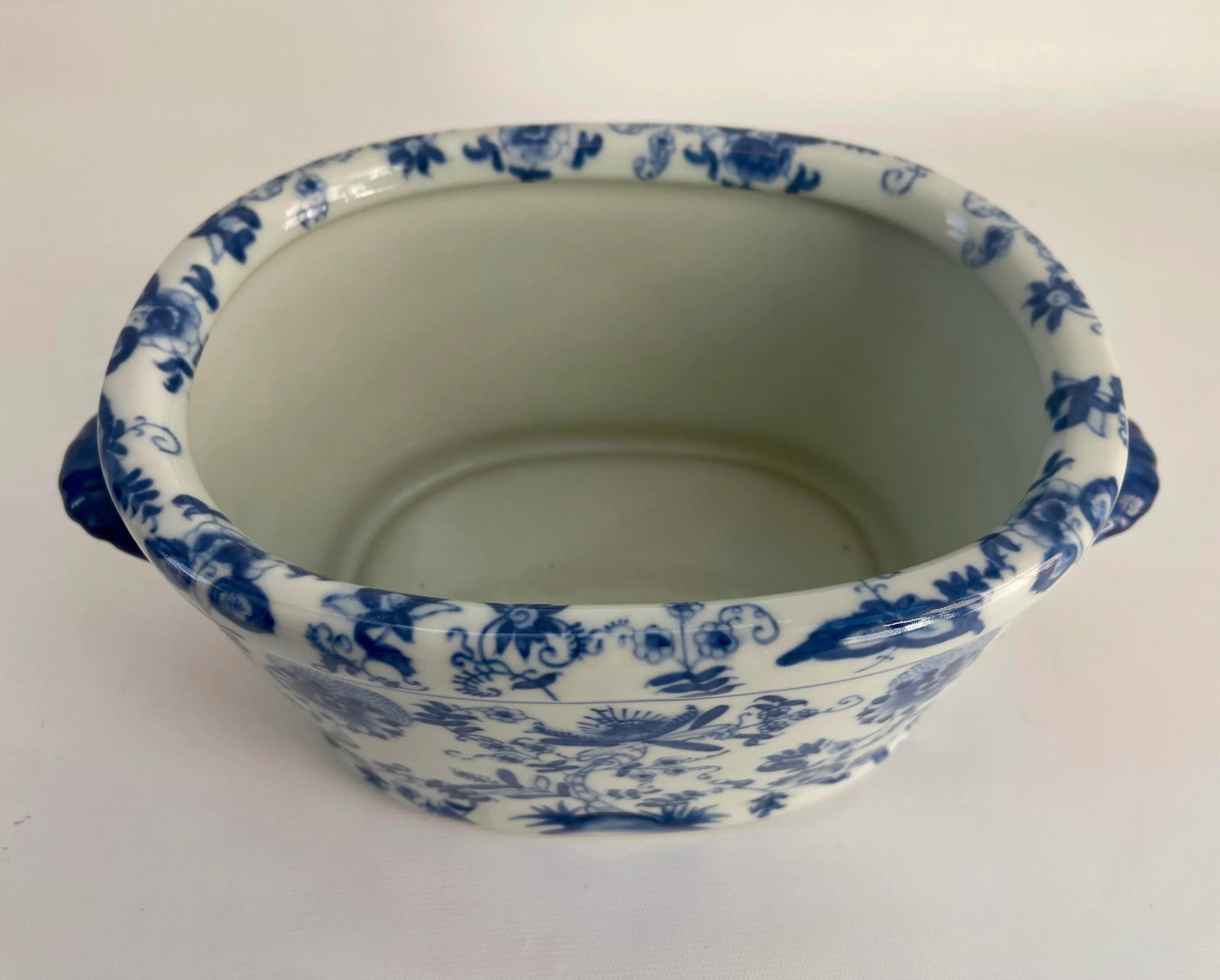 Chinese Export Style Porcelain Jardiniere Oval Bowl - 6