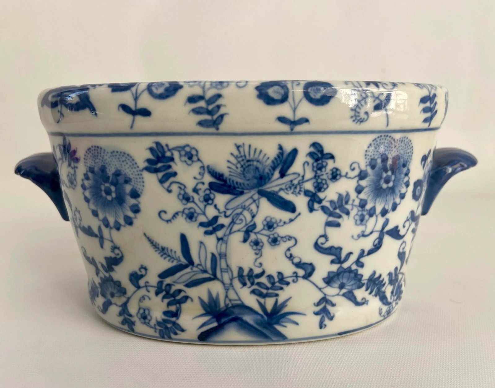 Chinese Export Style Porcelain Jardiniere Oval Bowl - 7