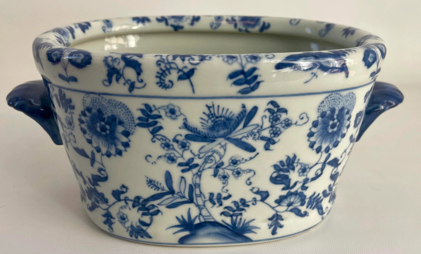 Chinese Export Style Porcelain Jardiniere Oval Bowl - 8
