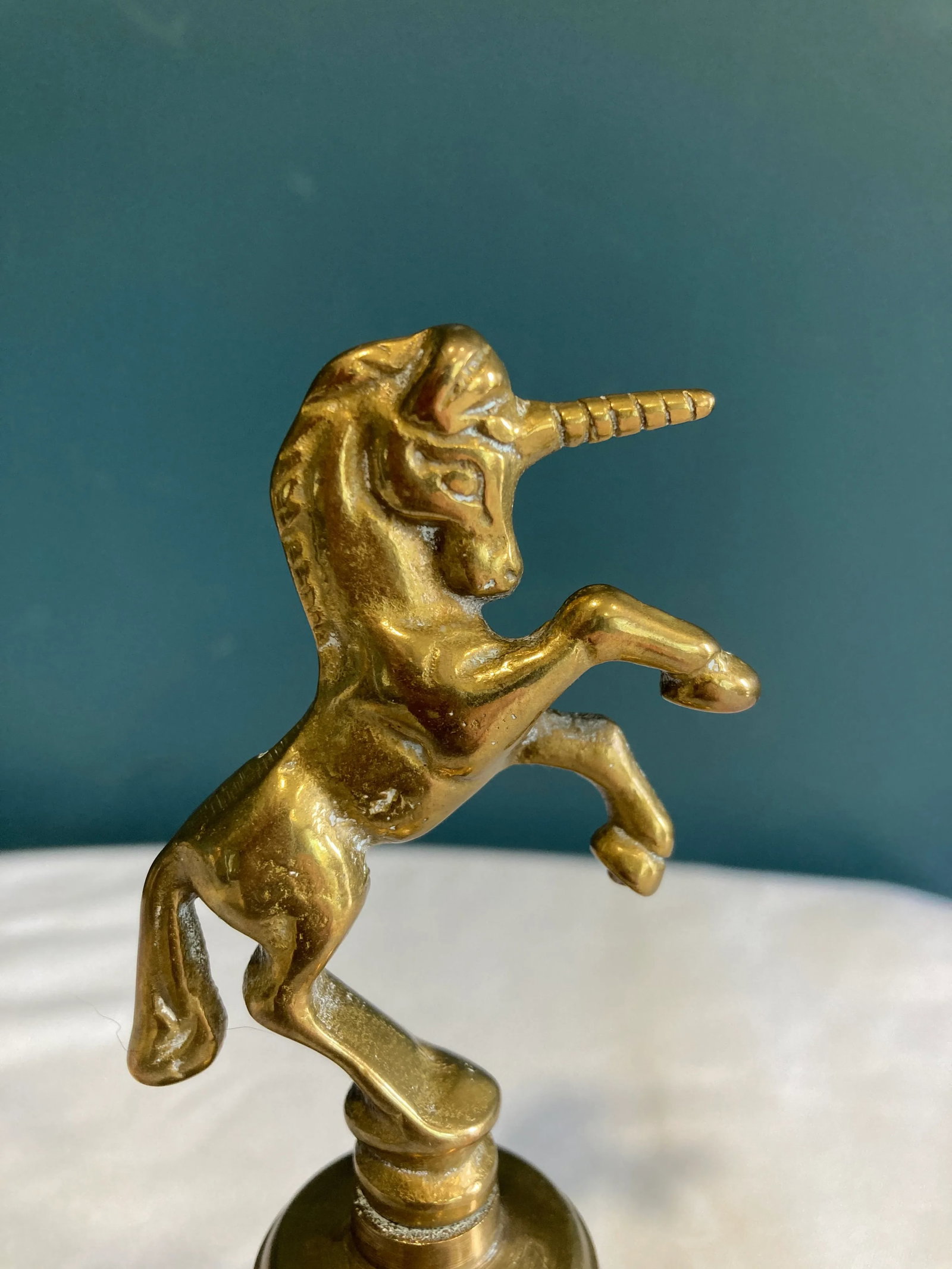 Vintage Brass Unicorn Bell - 3