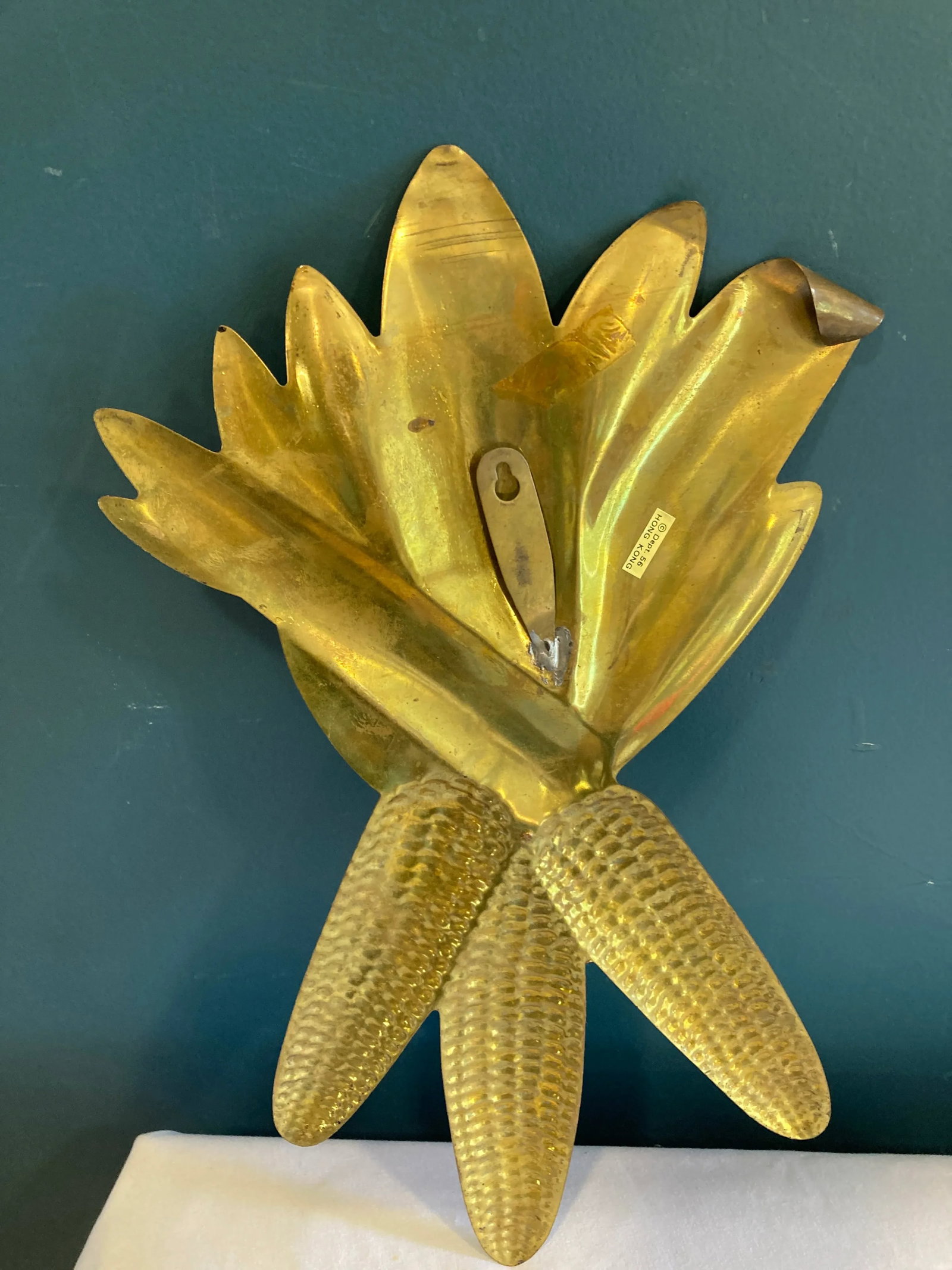 Vintage Solid Brass Corn Wall Hanging - 2