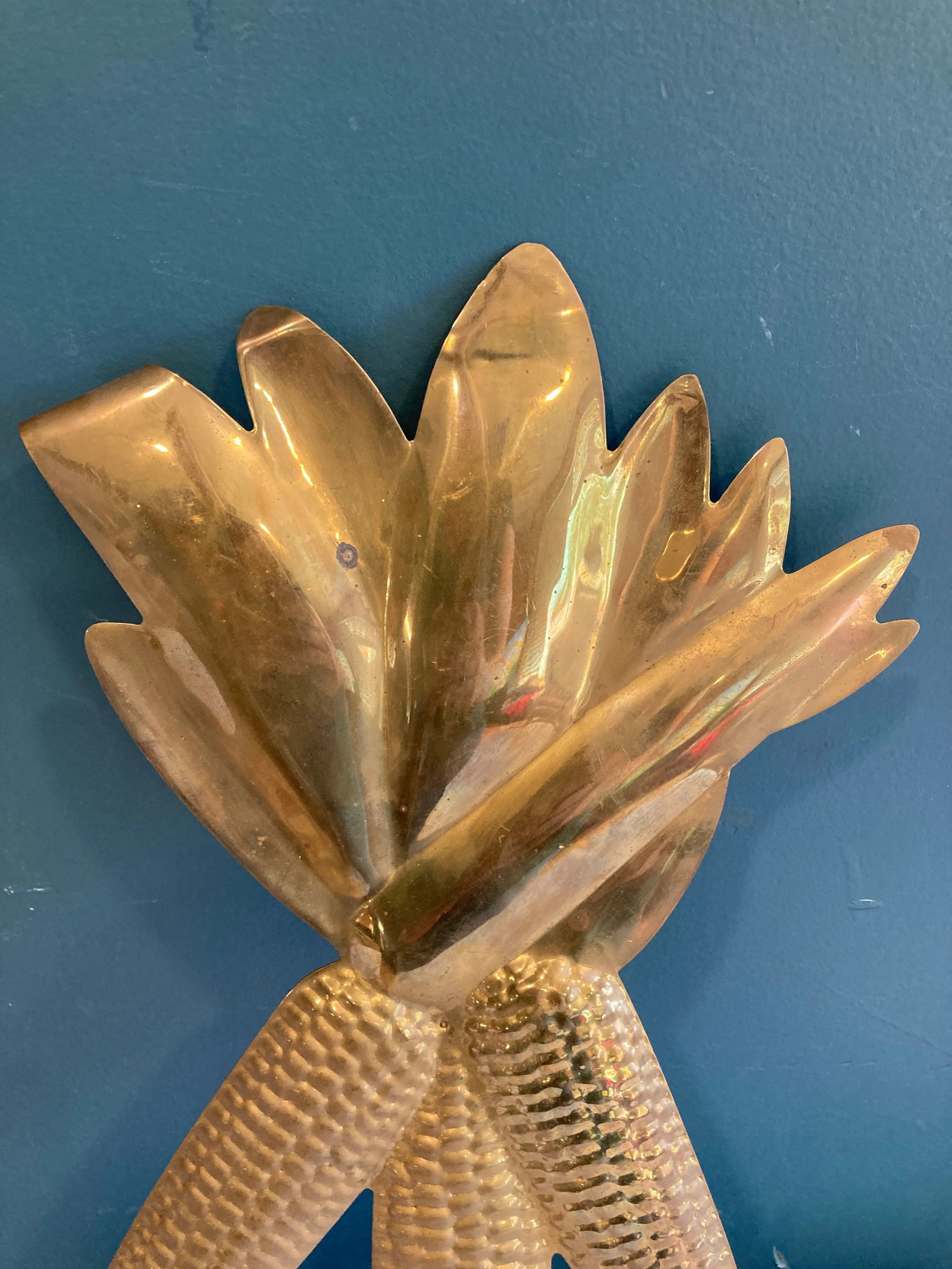 Vintage Solid Brass Corn Wall Hanging - 4