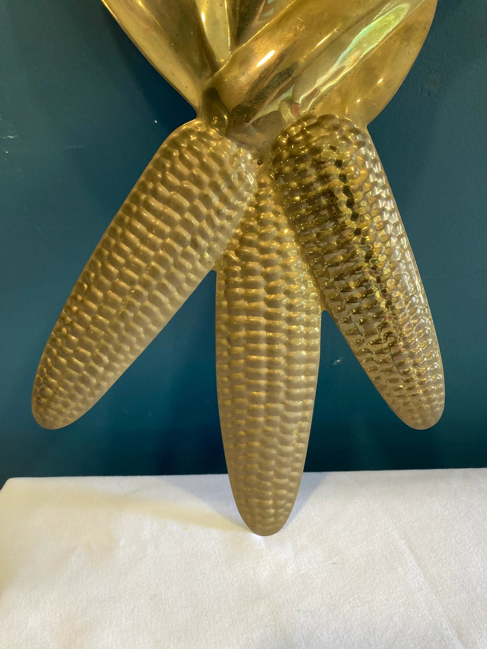 Vintage Solid Brass Corn Wall Hanging - 6