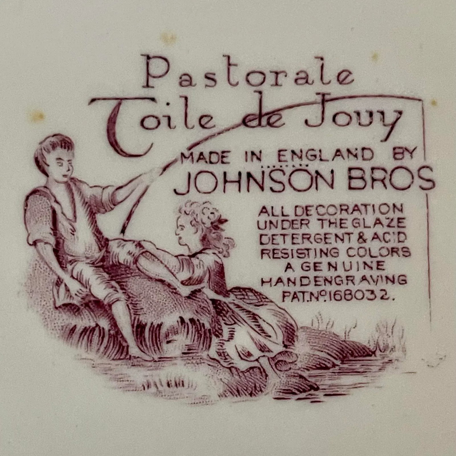 "Pastorale Toile De Jouy " Mauve Transferware Johnson Brothers Plate - 10