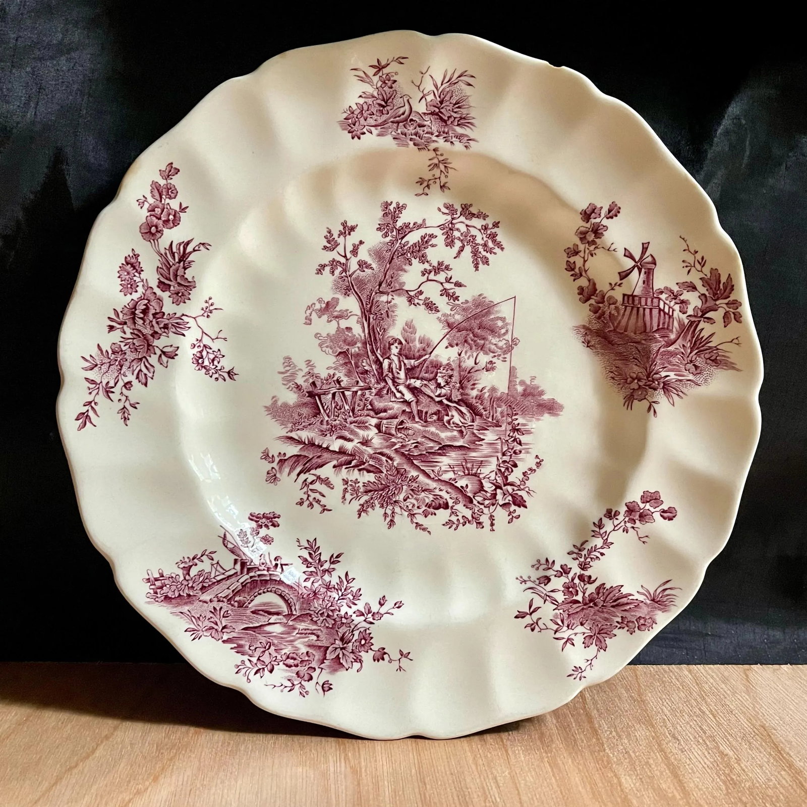 "Pastorale Toile De Jouy " Mauve Transferware Johnson Brothers Plate - 2