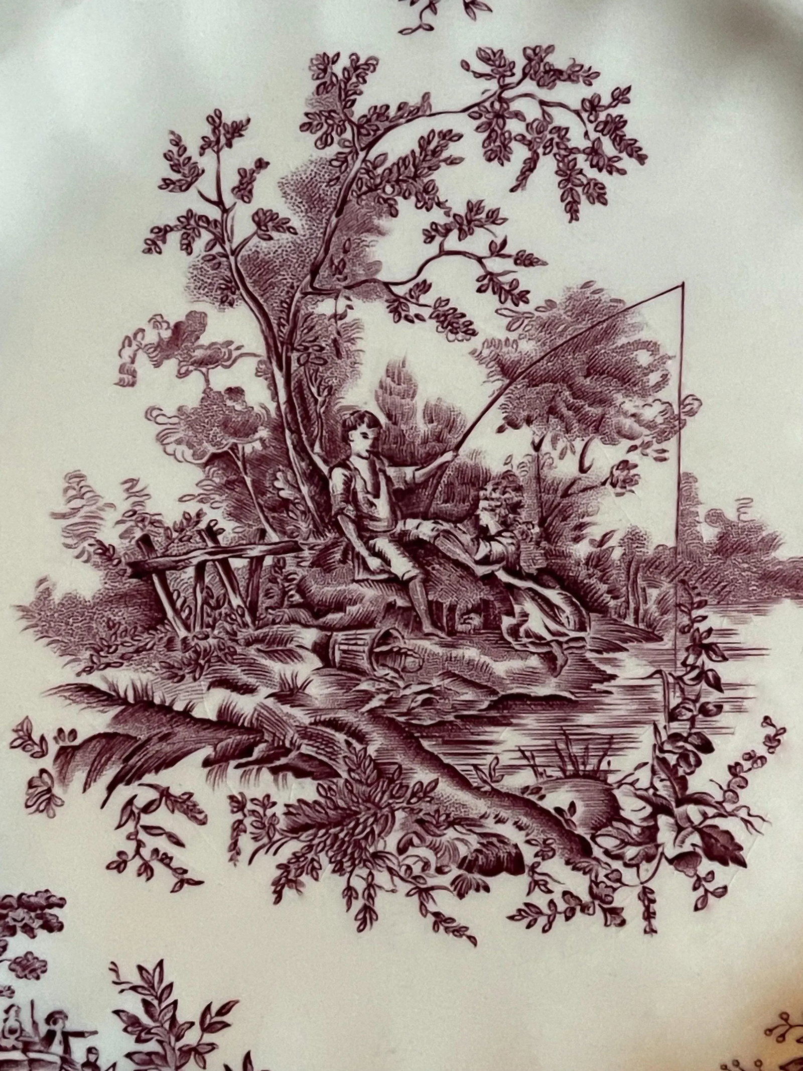 "Pastorale Toile De Jouy " Mauve Transferware Johnson Brothers Plate - 3