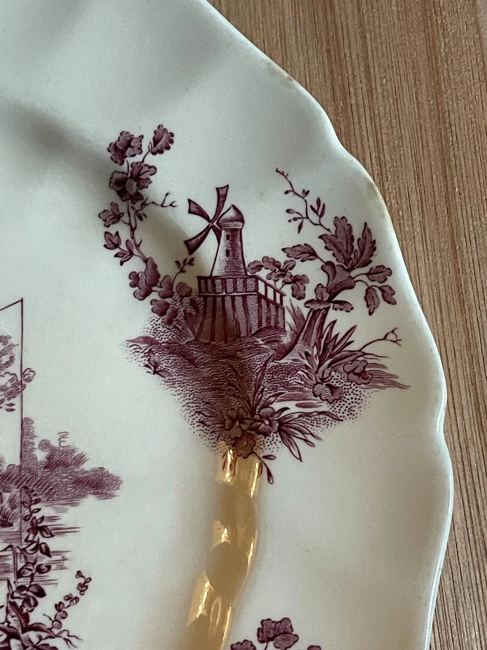 "Pastorale Toile De Jouy " Mauve Transferware Johnson Brothers Plate - 7