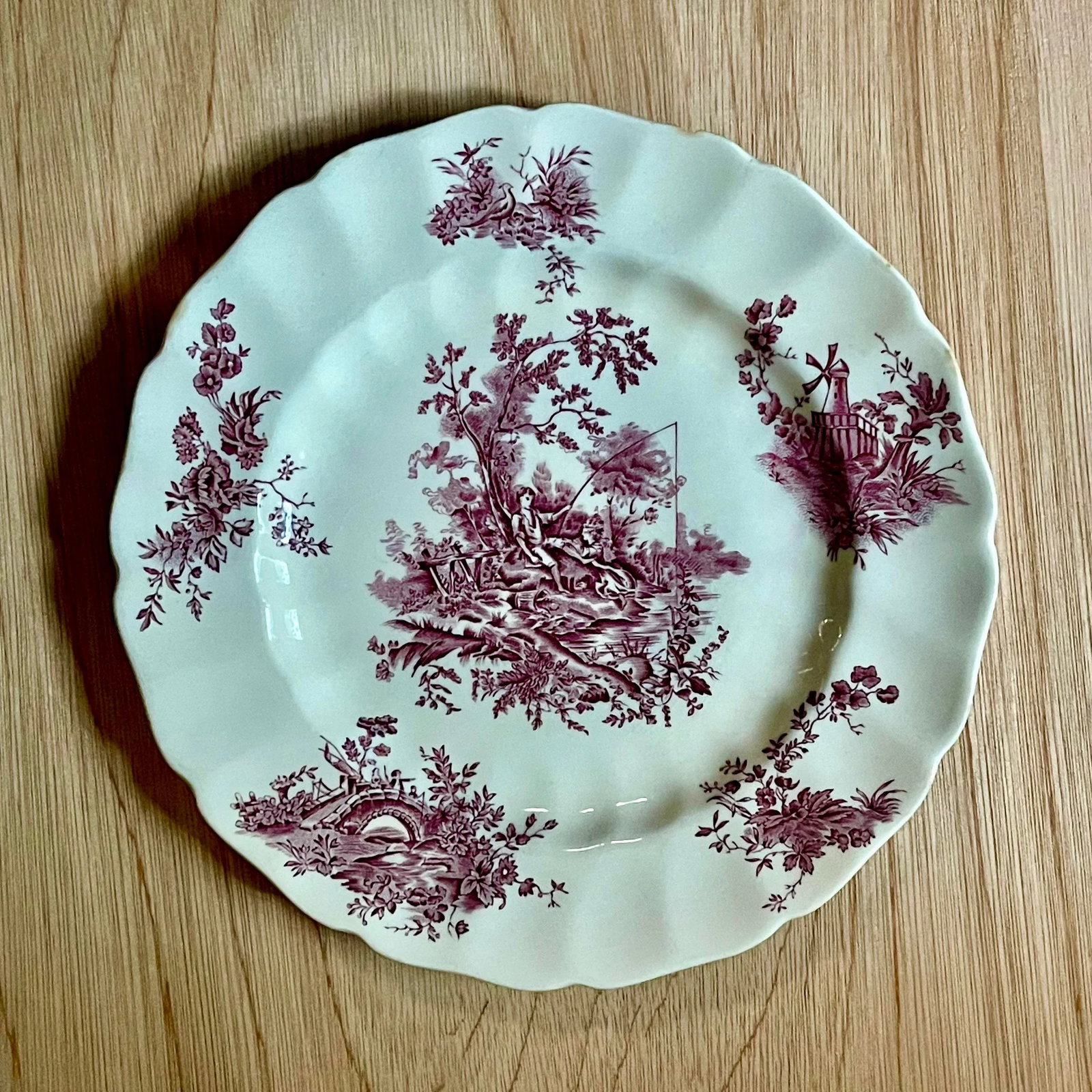 "Pastorale Toile De Jouy " Mauve Transferware Johnson Brothers Plate - 9