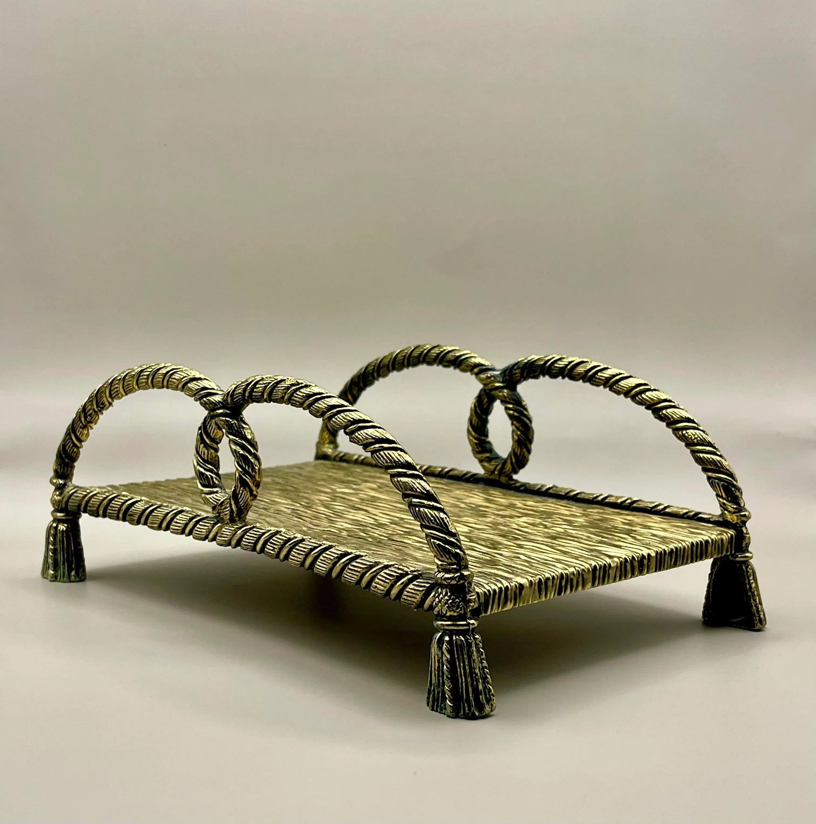 Vintage Golden Tassel Decorative Tray - 2