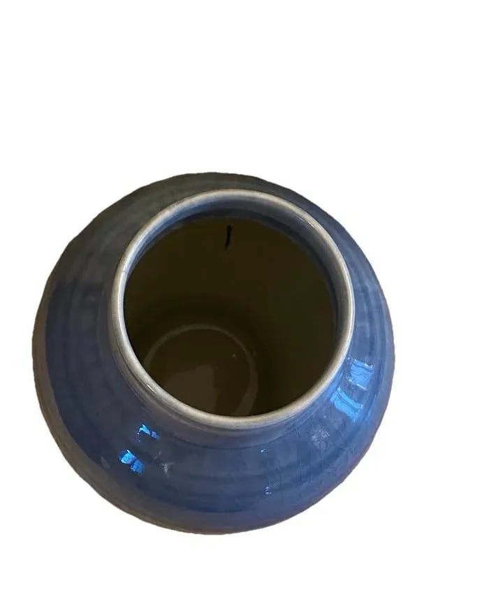 Vintage Glazed Blue Ombre Ceramic Studio Pottery Vase, Signed - 3