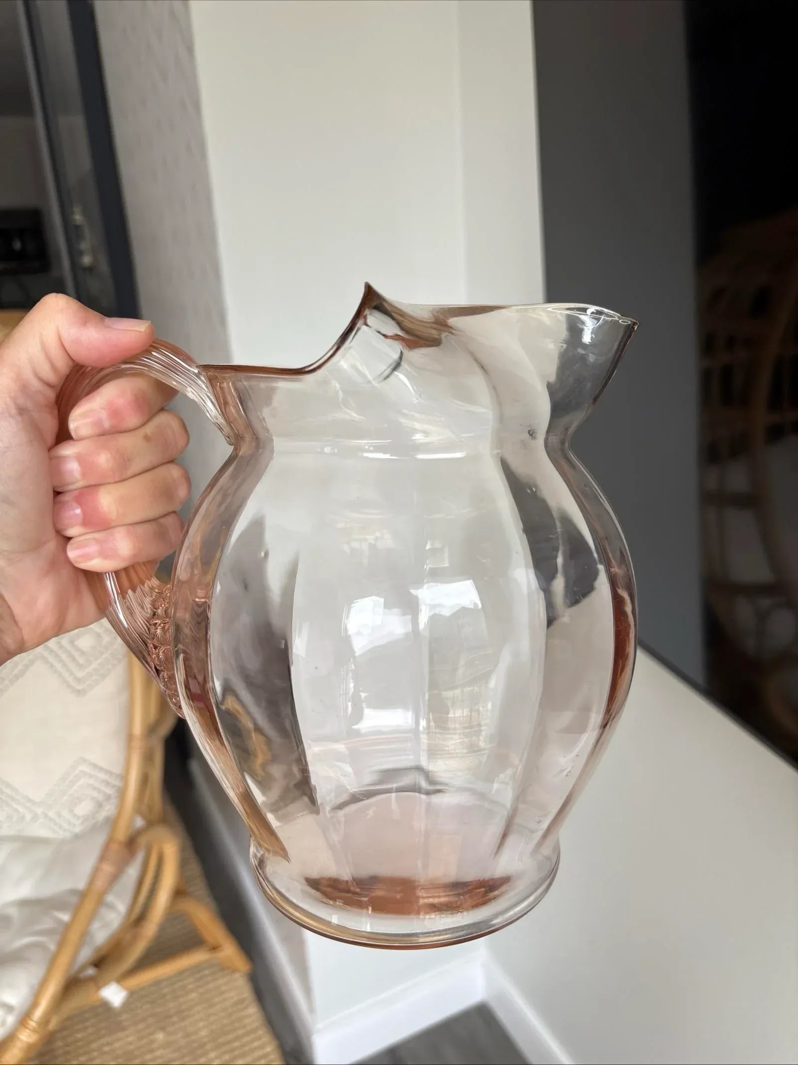 Macbeth Evan's Pink Depression Glass 1930's Pitcher - 9