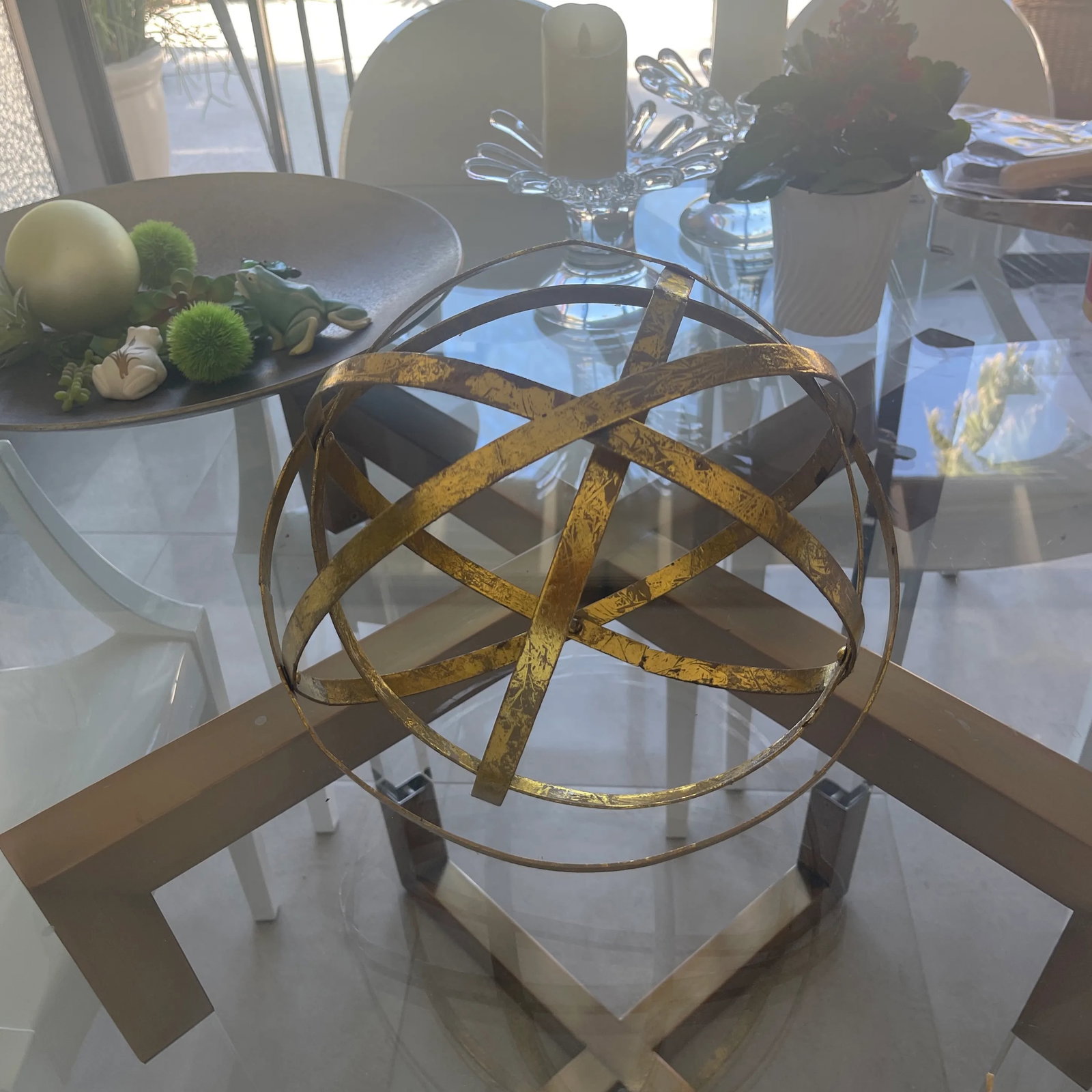 Metal Gold Leaf Sphere - 5