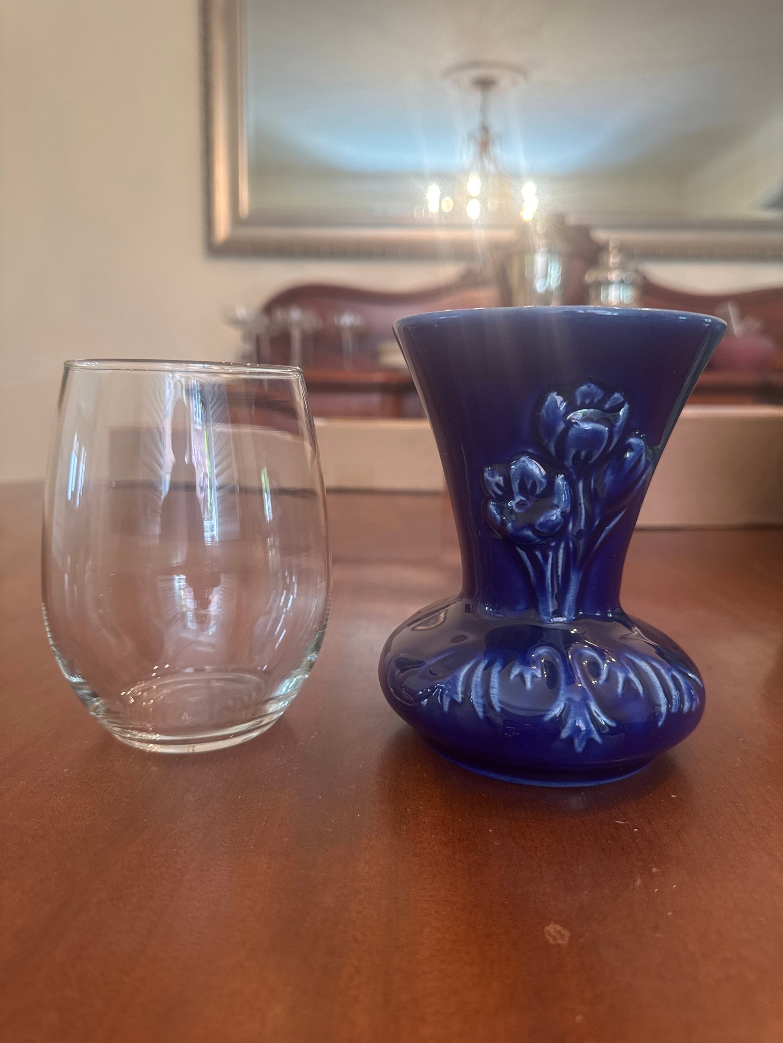 Mid 20th Century Van Briggle Arts & Crafts Ming Blue Glazed Ceramic Vase With Floral Motif - 4