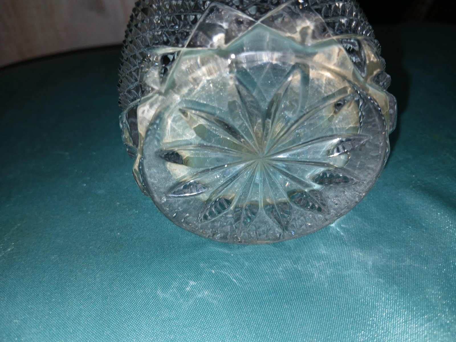 Antique Lead Crystal Silver Plated Handle and Rim Biscuit Cookie Jar or Small Ice Bucket - 2
