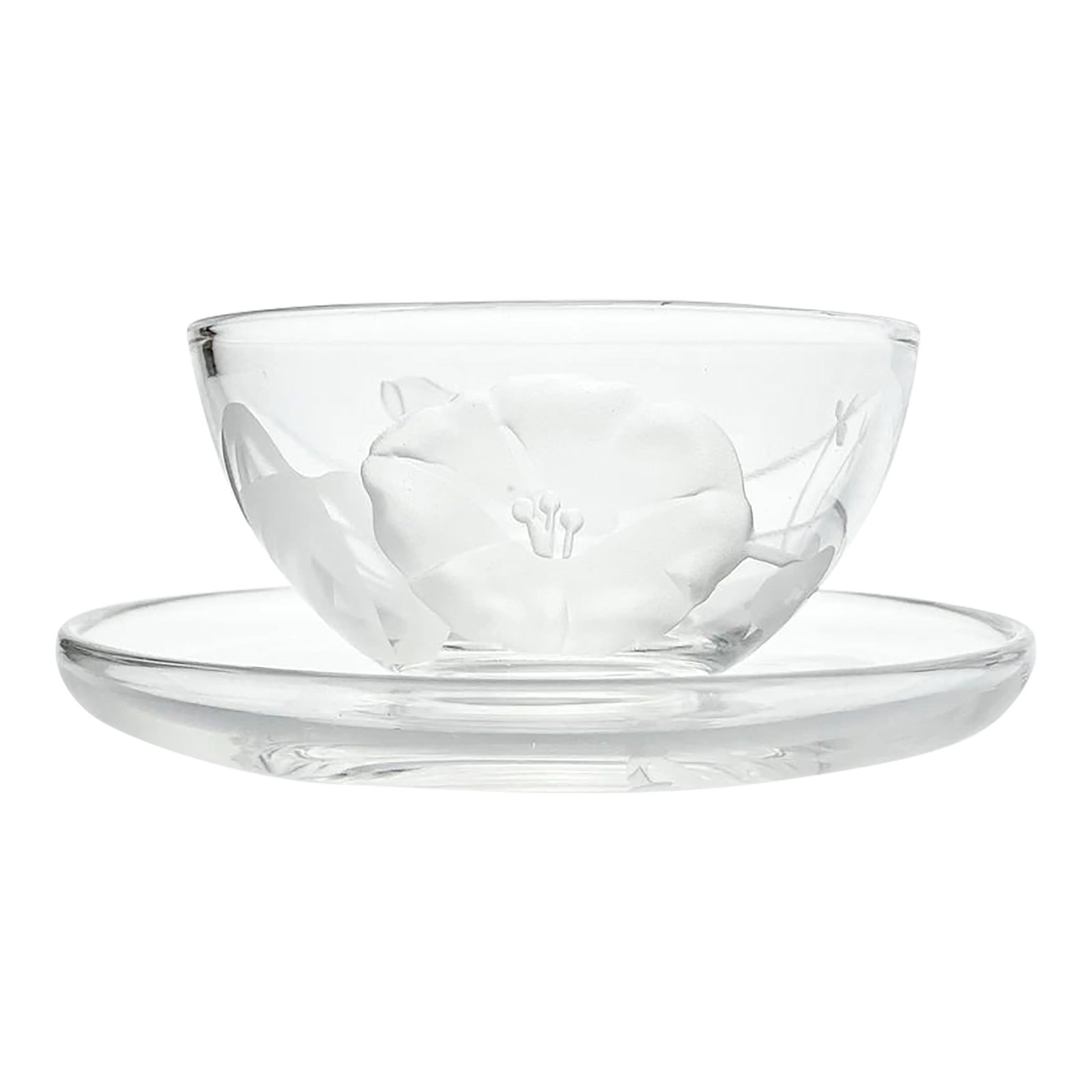 1940s Fostoria "Morning Glory" Crystal Mayonnaise Bowl & Underplate: 1940s Fostoria "Morning Glory" Crystal Mayonnaise Bow & Underplate Excellent condition. No chips, cracks, or fleabites. Mayonnaise Bowl Length 4 7/8" Height 2 1/2" Underplate Length 6 1/2" Height 1"