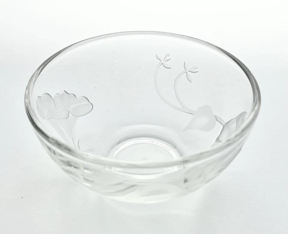 1940s Fostoria "Morning Glory" Crystal Mayonnaise Bowl & Underplate - 5