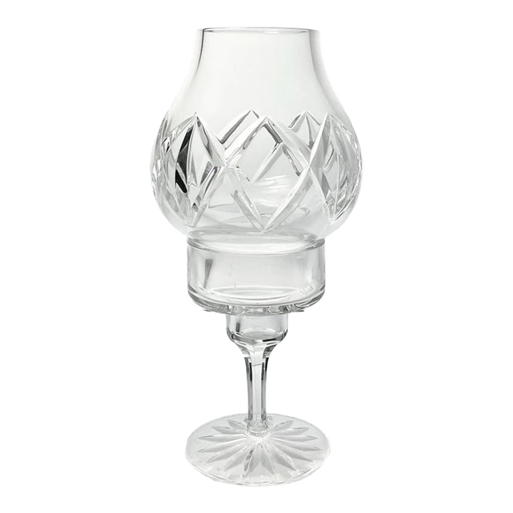 1990s Atlantis Crystal 2-Piece Candle Holder & Shade: Atlantis Crystal, 2-Piece Candle Holder & Hurricane Shade 10" Signed Excellent condition. No chips, cracks, or fleabites. Height 10 1/4" Length 5" Circa 1990s Suitable for 1" taper candle or 3"