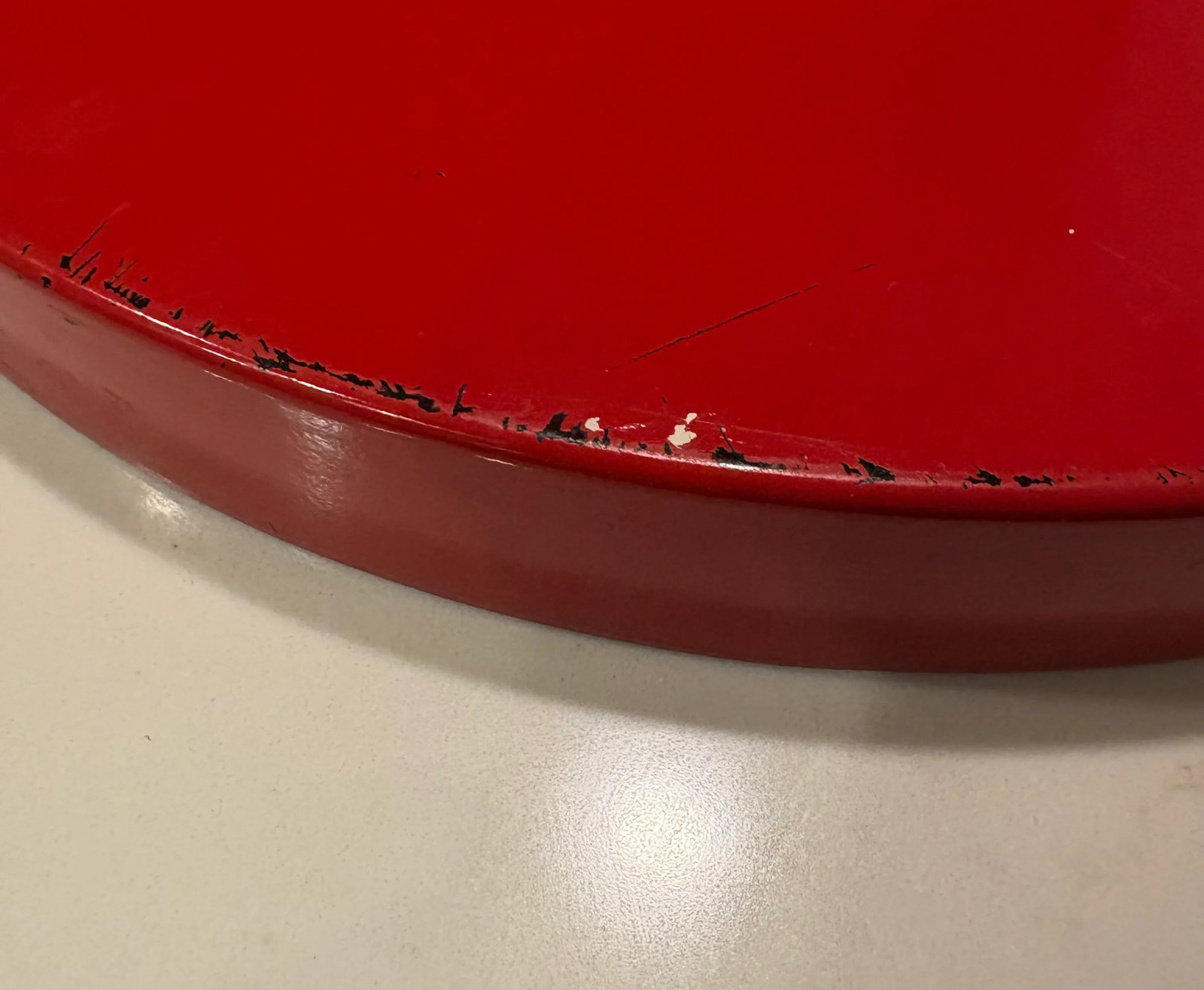 Round Red and White Lacquer Tray - 6