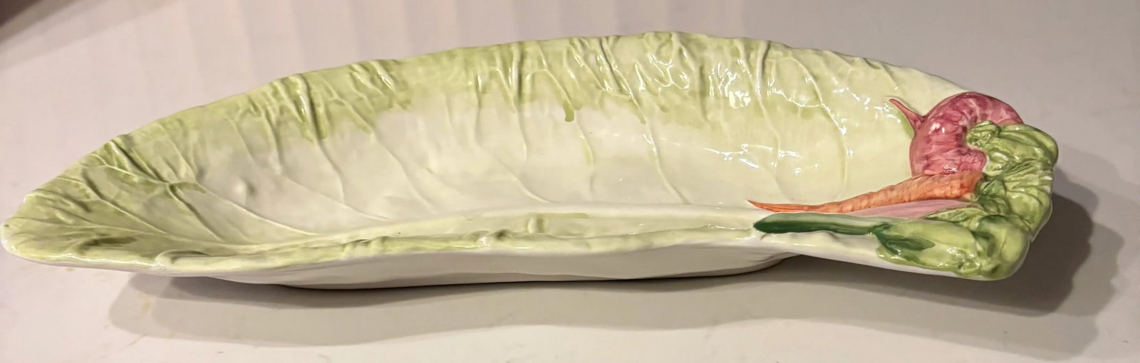 Vintage Trompe-l'Oeil Lettuce Leaf Shaped Vegetable Serving Platter by Vietri - 5