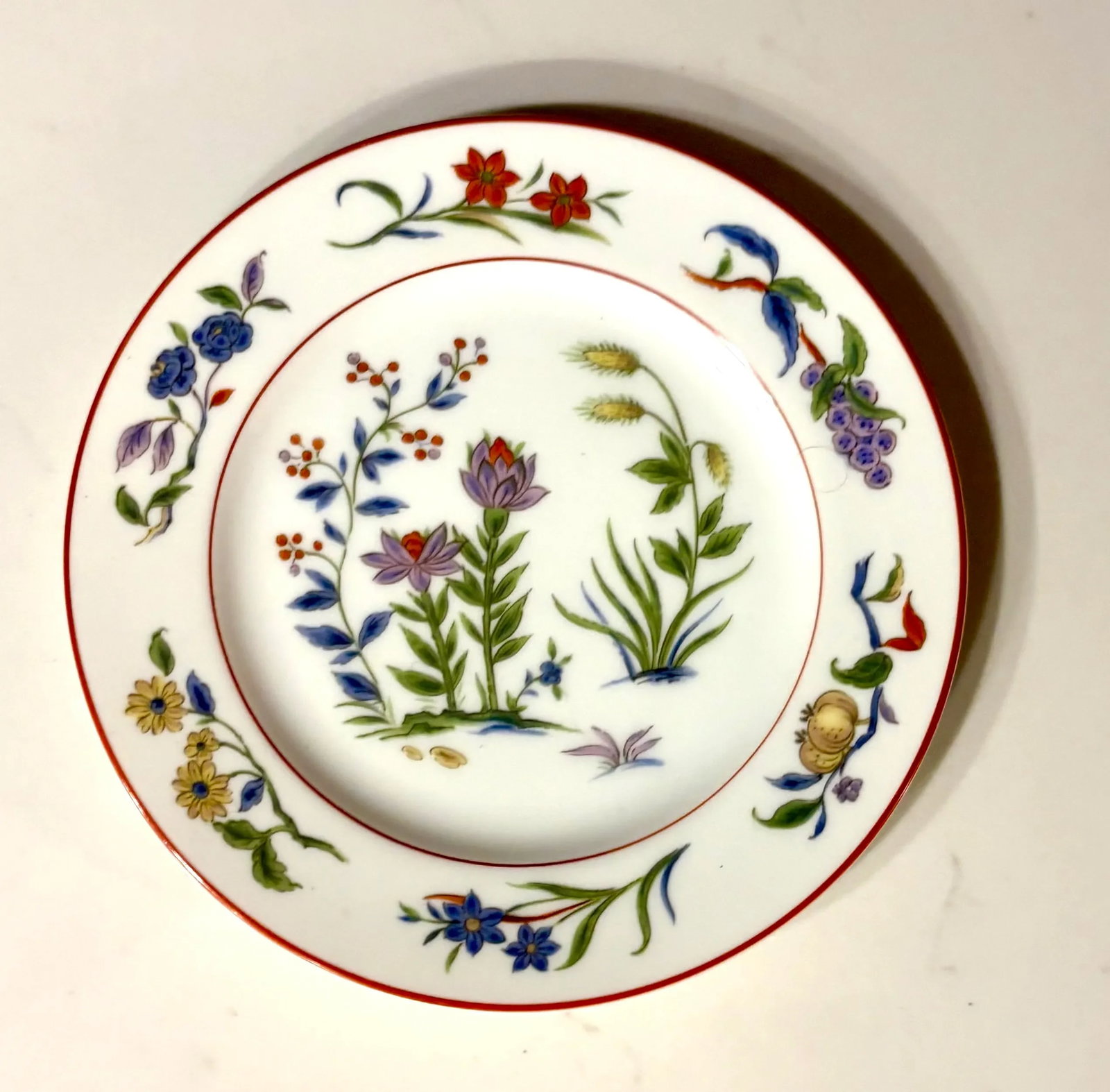 Queen's Garden Floral Plates With Red Rim- Set of 4 - 2