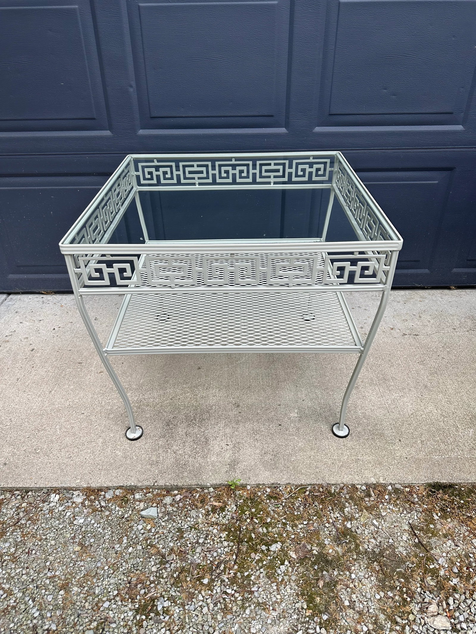 Vintage Meadowcraft Greek Key Outdoor Wrought Iron Patio Seating & Tables, Attributed -Set of Six - 10