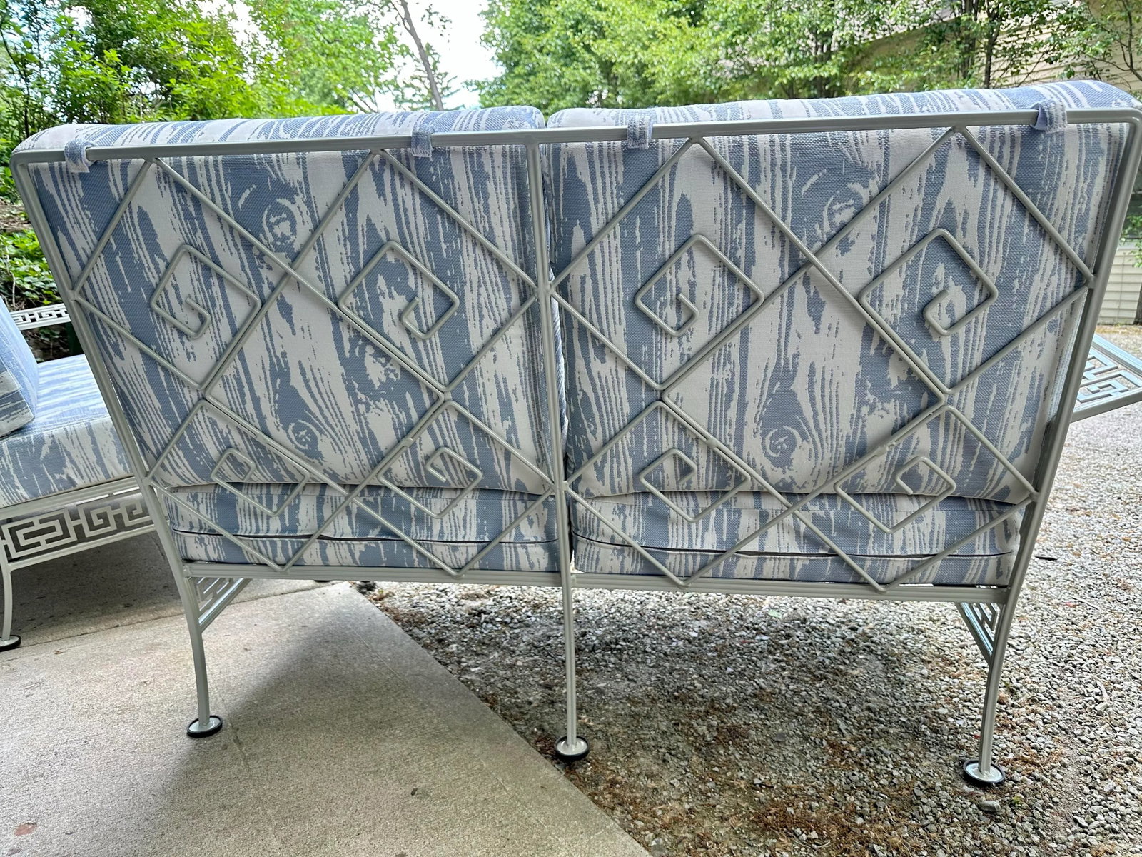 Vintage Meadowcraft Greek Key Outdoor Wrought Iron Patio Seating & Tables, Attributed -Set of Six - 11