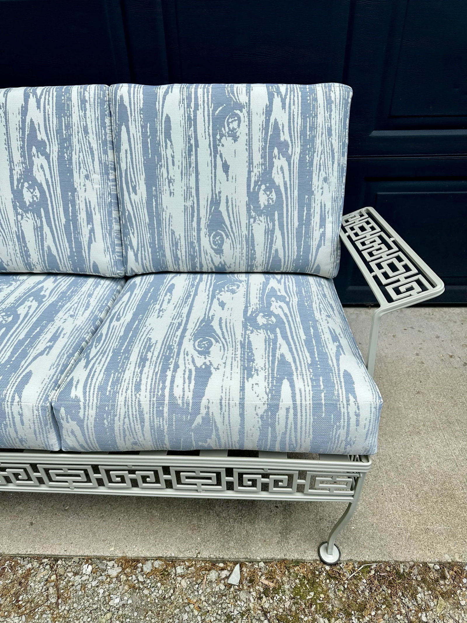 Vintage Meadowcraft Greek Key Outdoor Wrought Iron Patio Seating & Tables, Attributed -Set of Six - 13