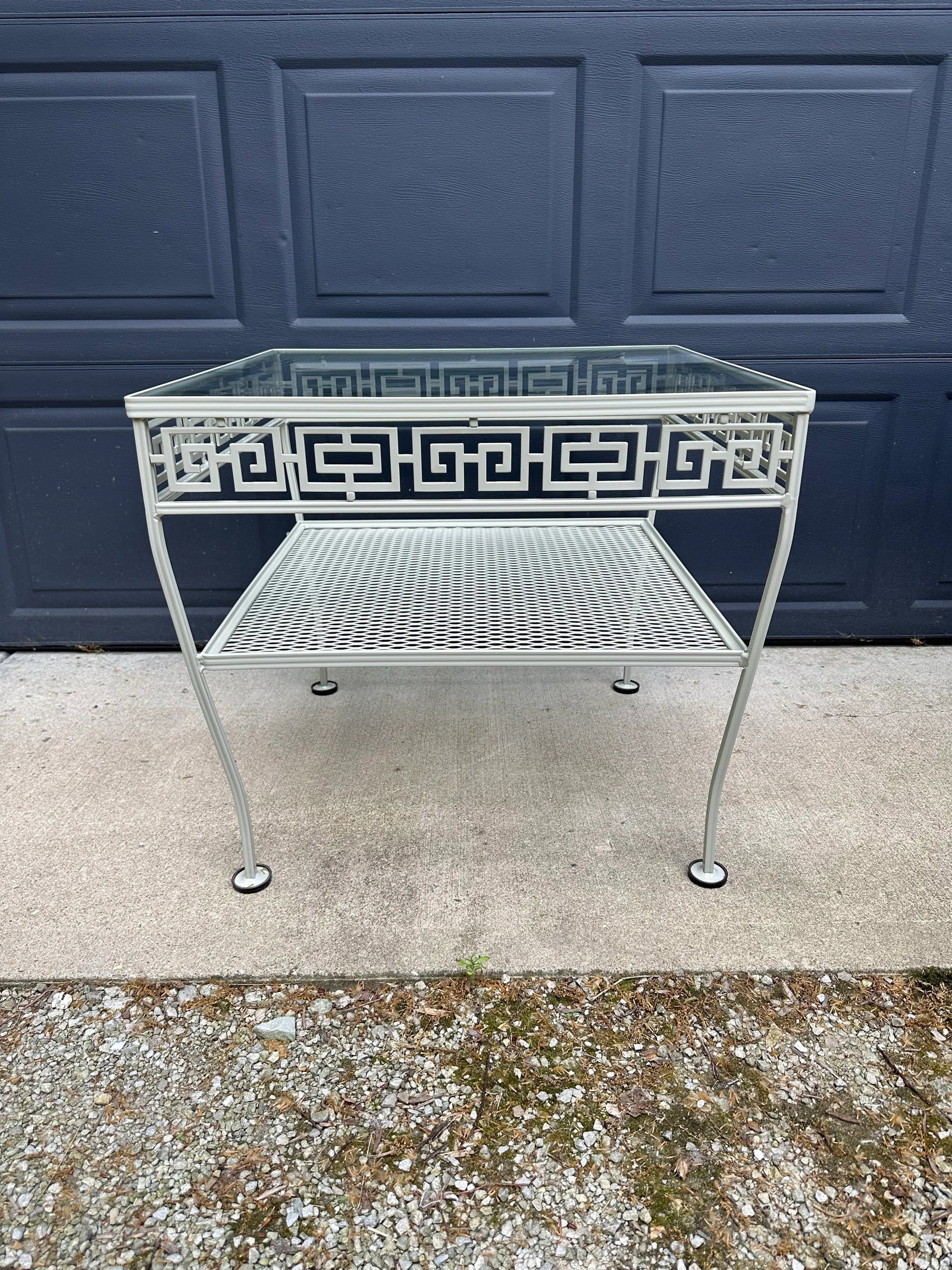 Vintage Meadowcraft Greek Key Outdoor Wrought Iron Patio Seating & Tables, Attributed -Set of Six - 9