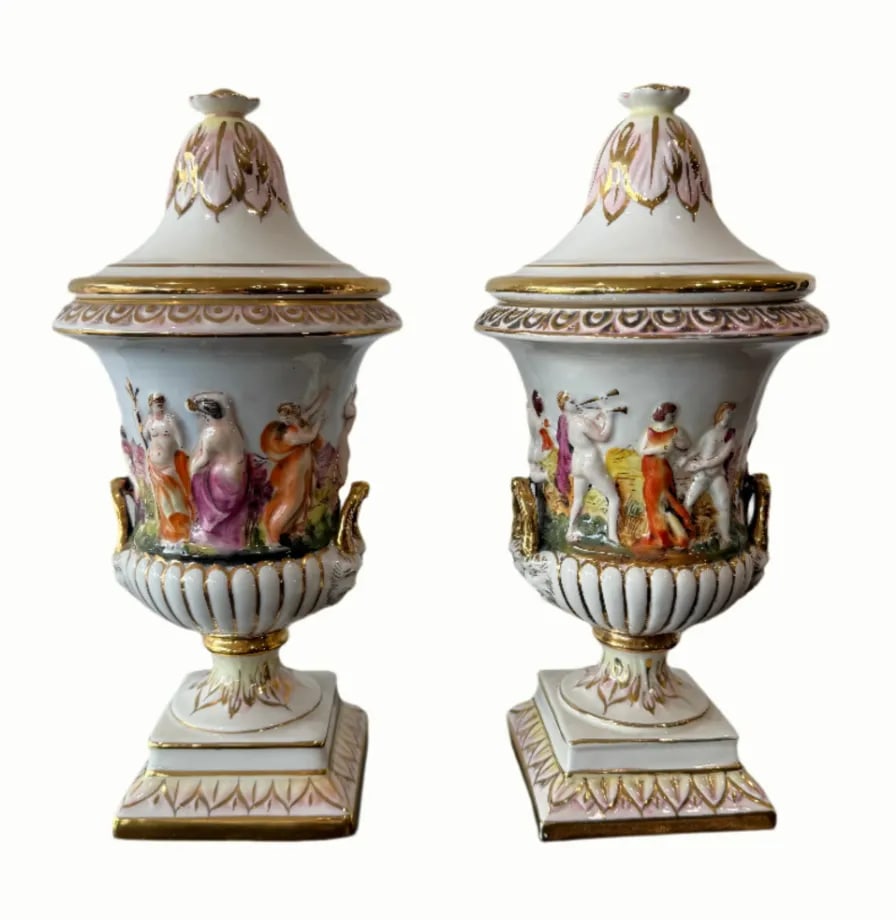 Vintage Italian Decorative Urns- Set of 2 - 3