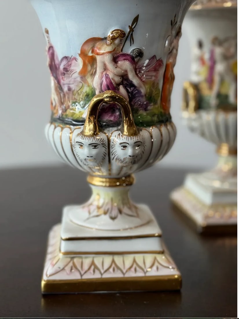 Vintage Italian Decorative Urns- Set of 2 - 5